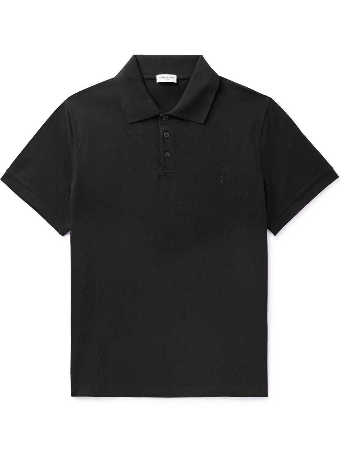 Saint Laurent Cotton-piqué Polo Shirt In Black