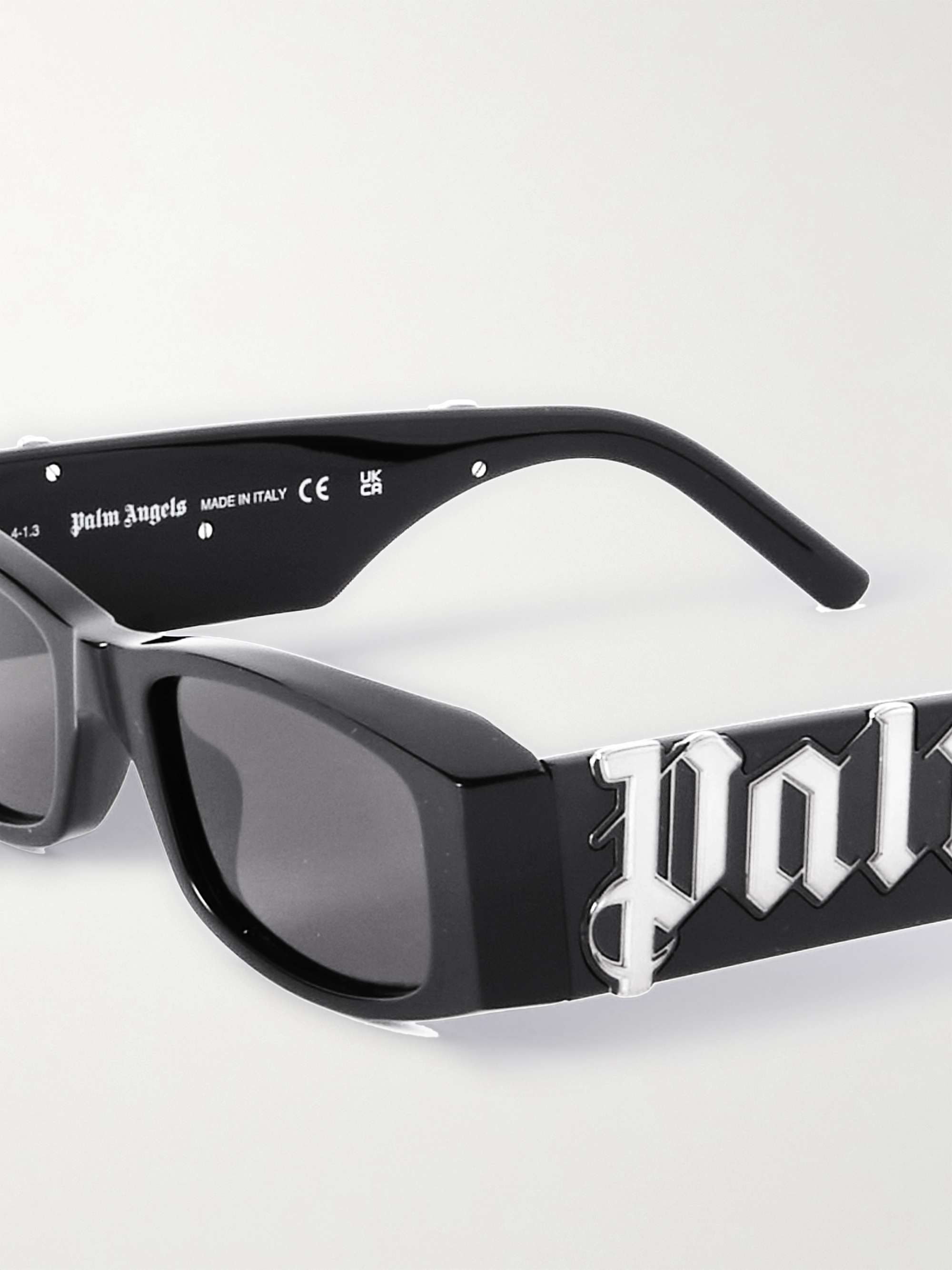 PALM ANGELS Rectangular-Frame Acetate and Silver-Tone Sunglasses
