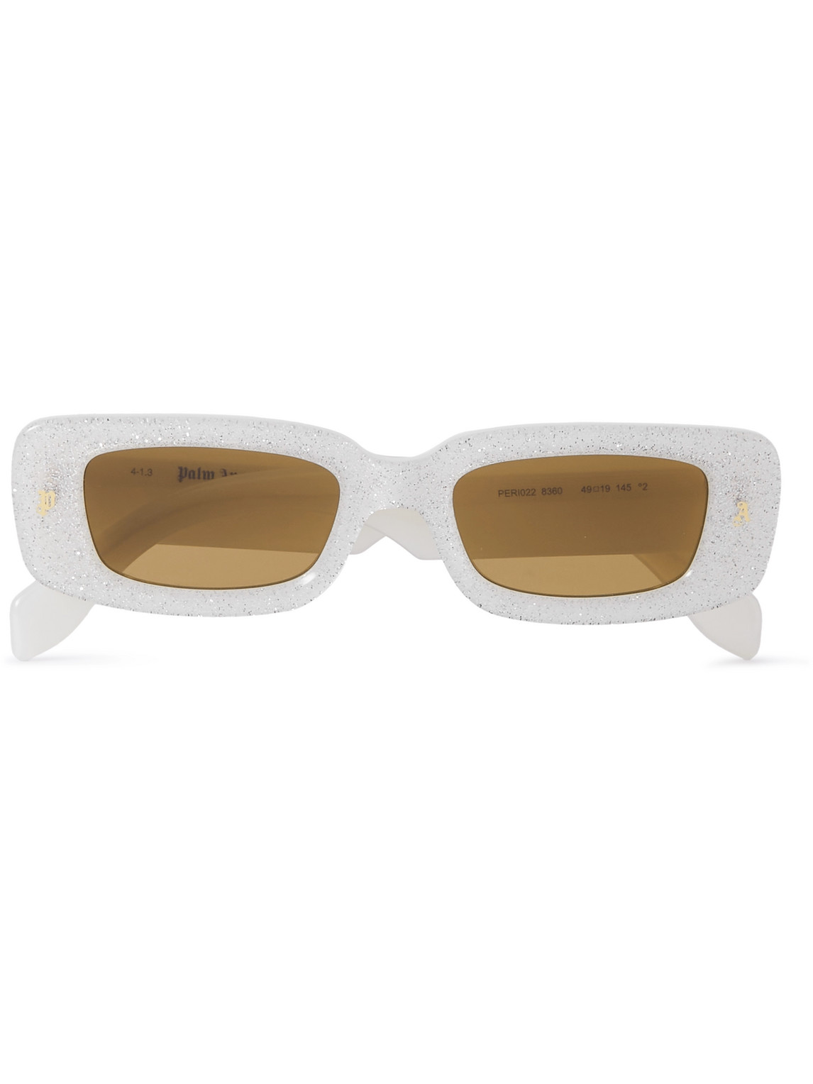 Palm Angels Lala Rectangular-frame Glittered Acetate Sunglasses In White