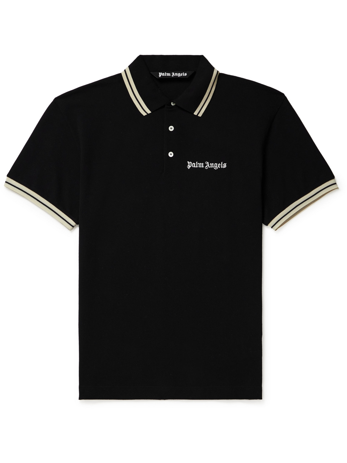 PALM ANGELS LOGO-EMBROIDERED COTTON-PIQUÉ POLO SHIRT