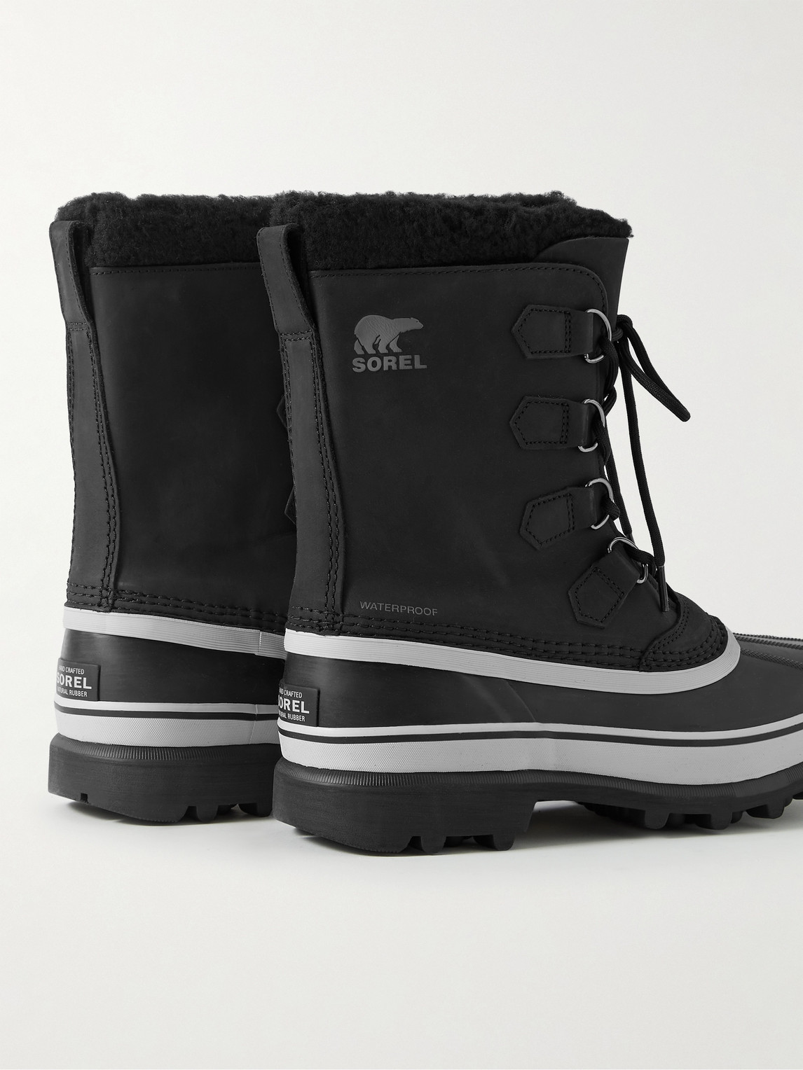 Shop Sorel Caribou™ Faux Shearling-trimmed Nubuck And Rubber Snow Boots In Black