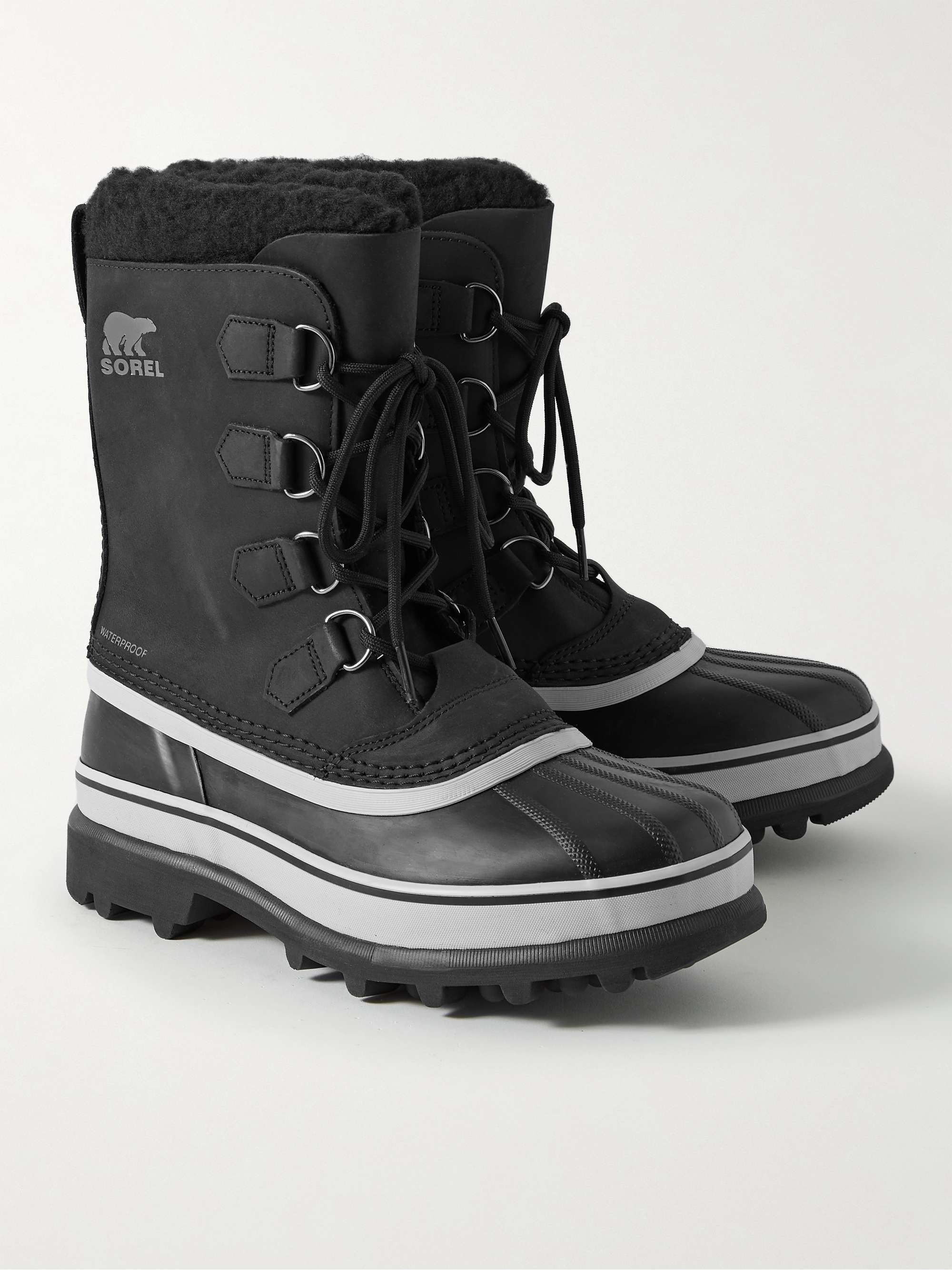 SOREL Caribou™ Faux Shearling-Trimmed Nubuck and Rubber Snow Boots