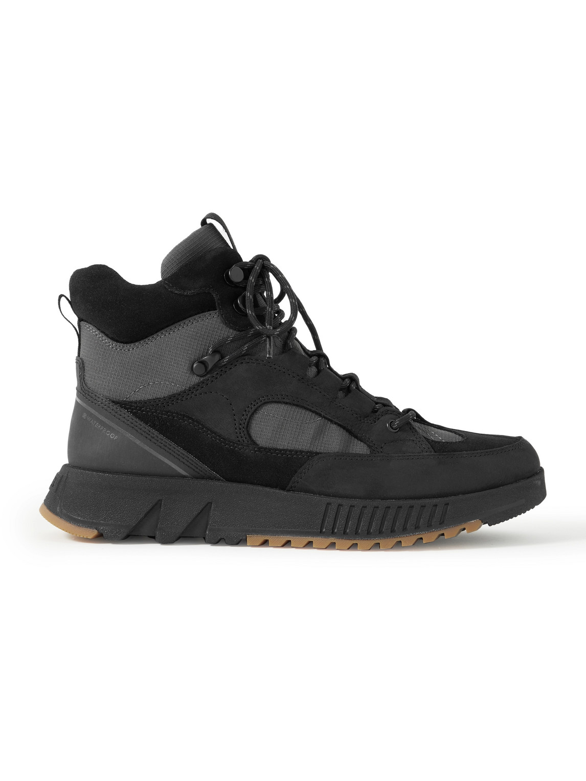 Shop Sorel Mac Hill™ Lite Trace Suede-trimmed Leather And Ripstop Boots In Black