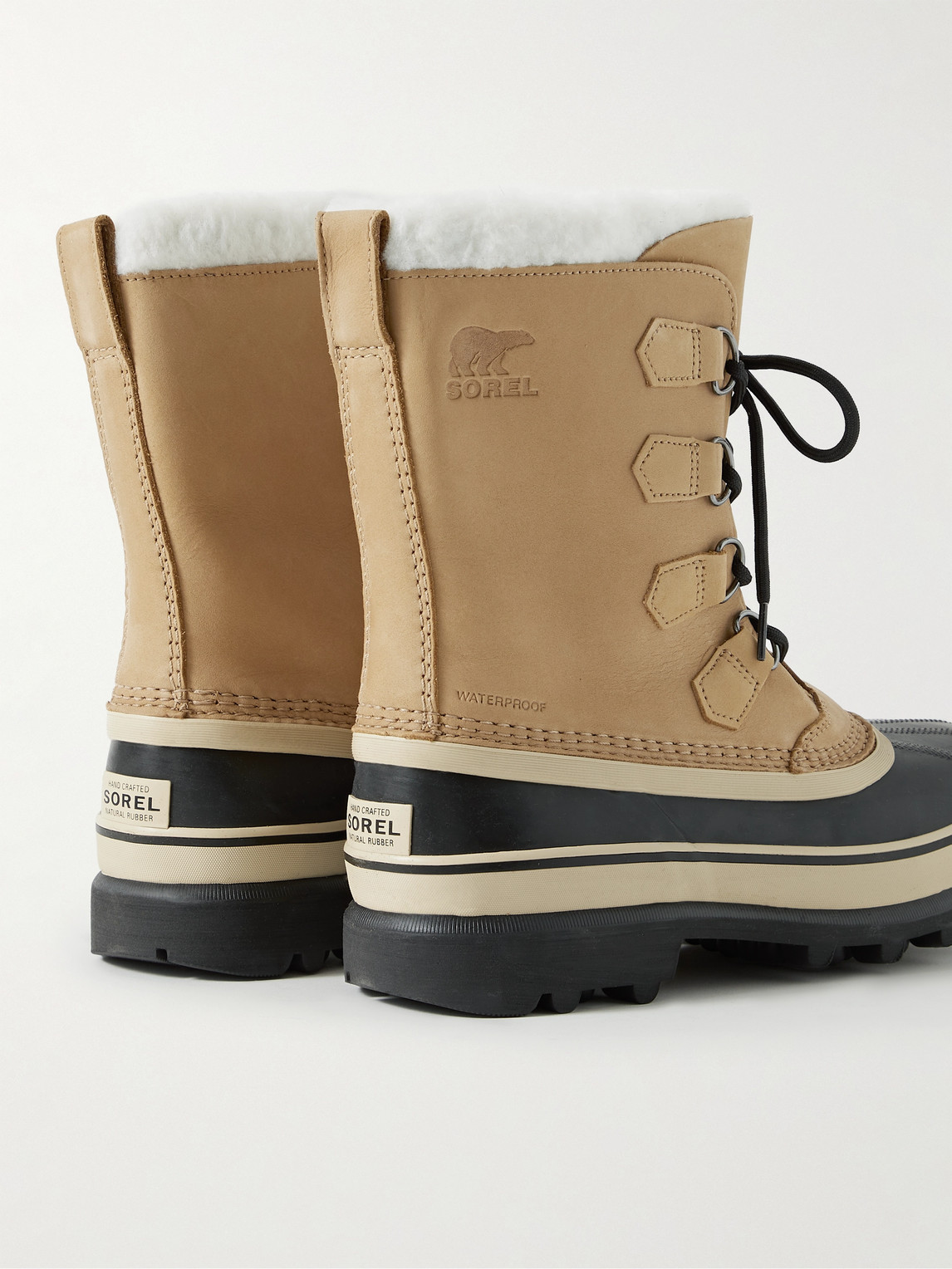 Shop Sorel Caribou™ Faux Shearling-trimmed Nubuck And Rubber Snow Boots In Brown