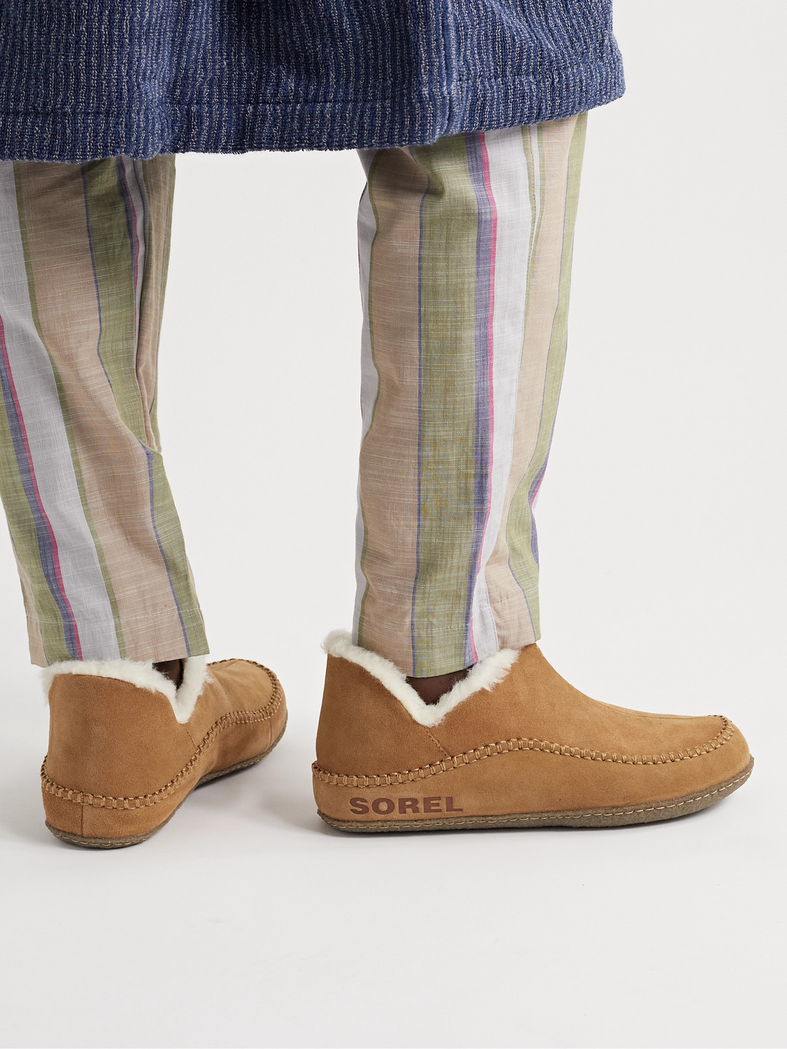 SOREL MANAWAN™ II FAUX SHEARLING-LINED SUEDE SLIPPERS