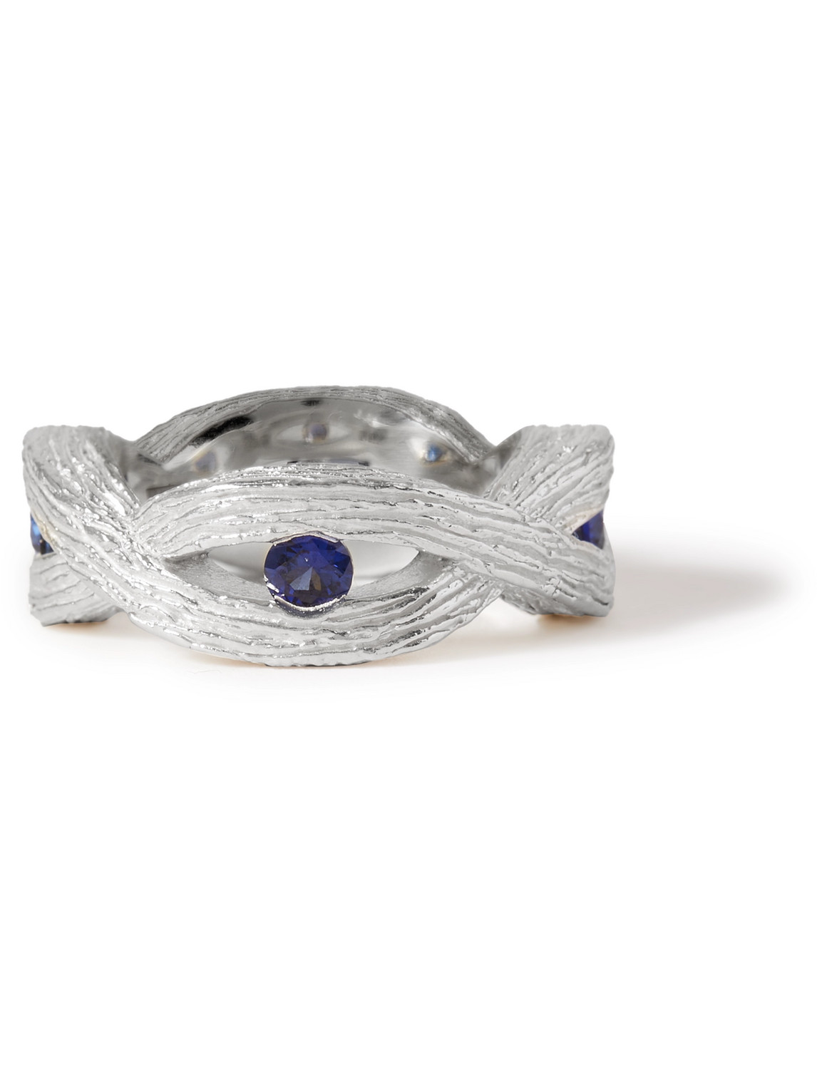 Bleue Burnham Stem Sterling Silver Sapphire Ring In Silver