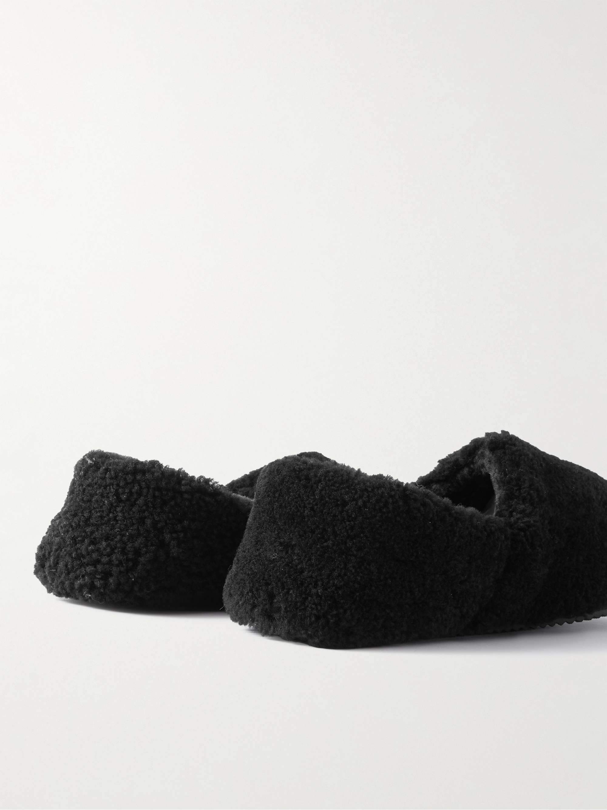 MR P. Leather-Trimmed Shearling Slippers