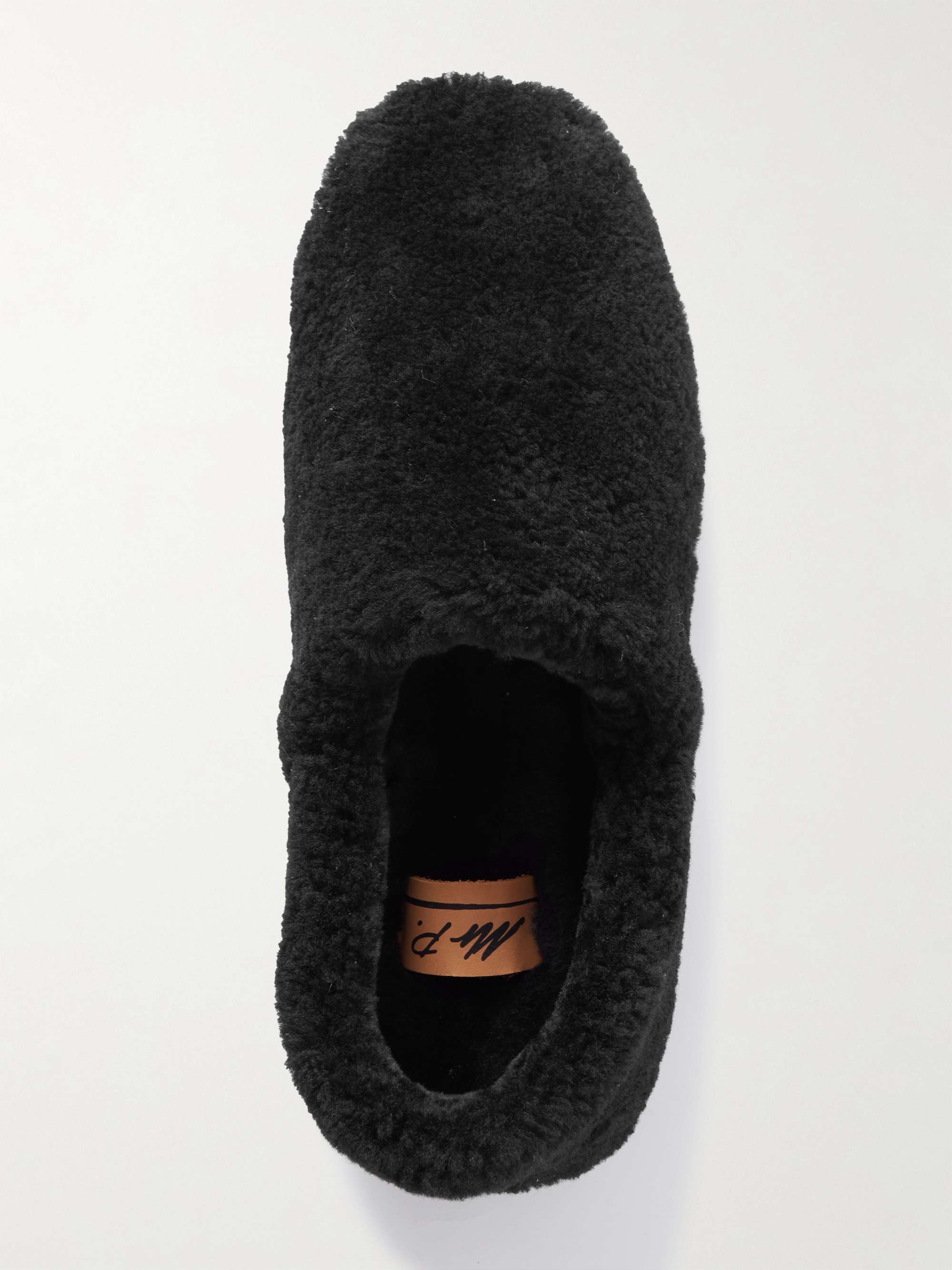 MR P. Leather-Trimmed Shearling Slippers