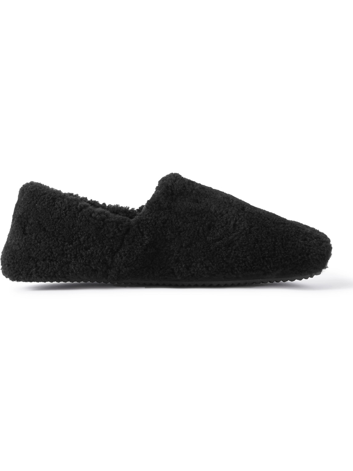 Leather-Trimmed Shearling Slippers