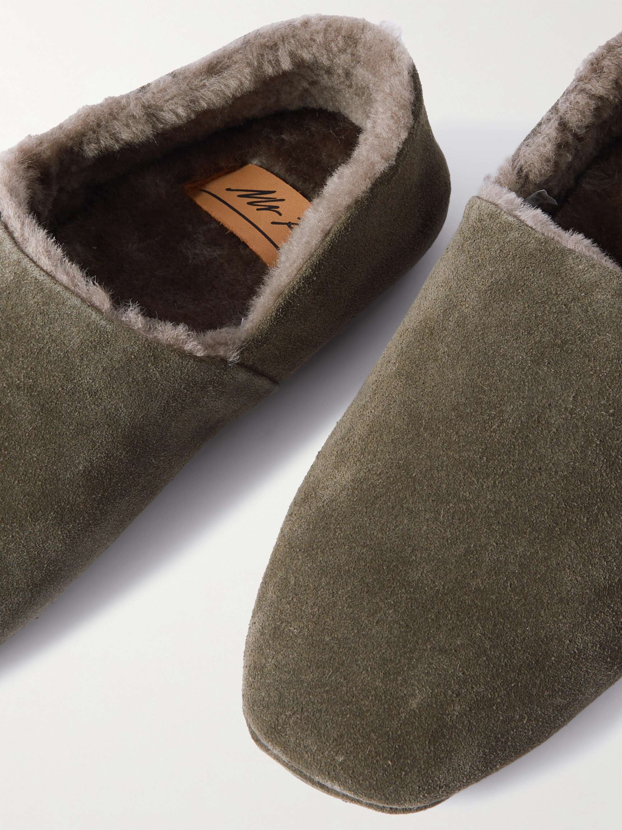MR P. Shearling-Lined Suede Slippers