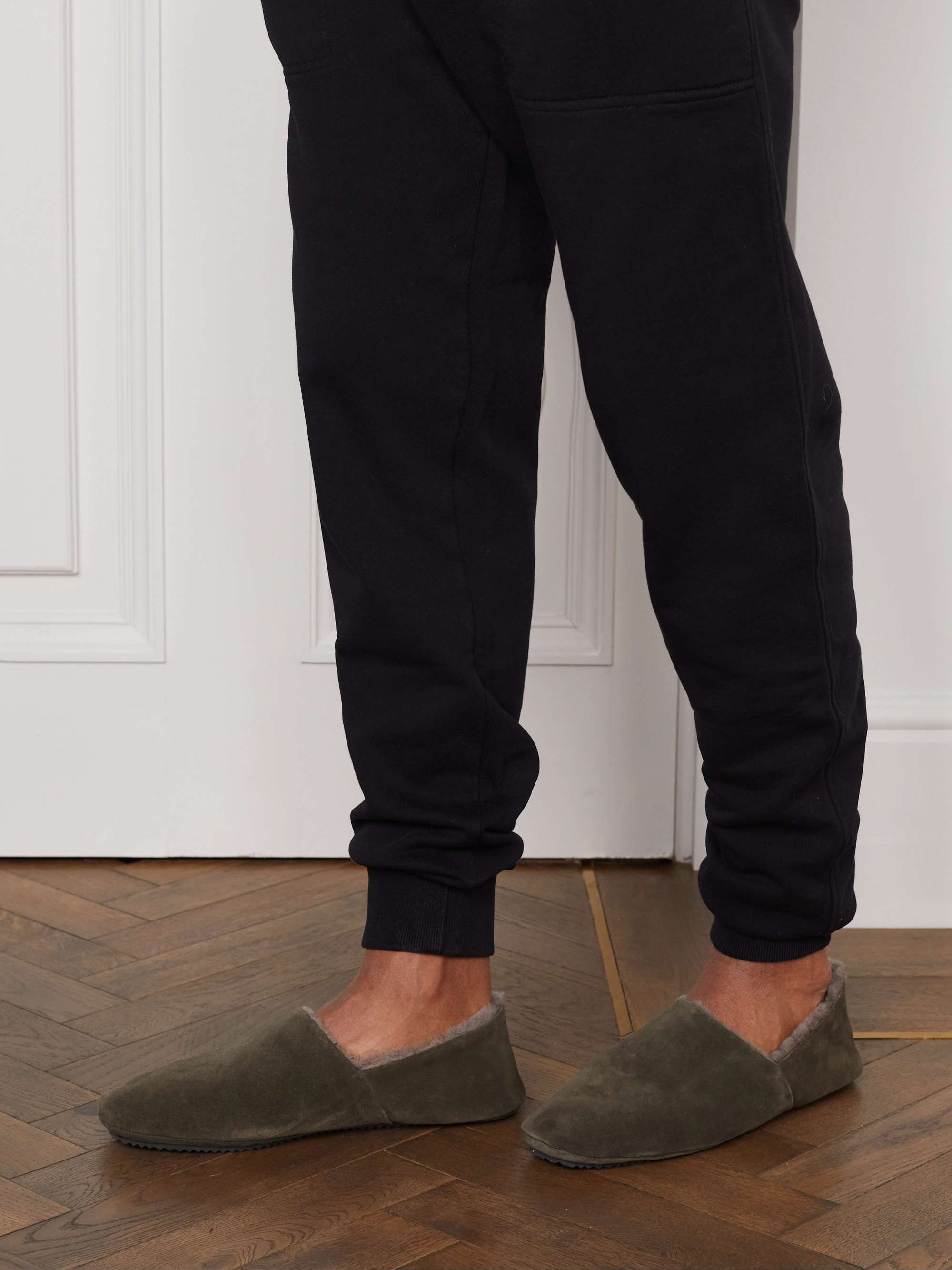 MR P. Shearling-Lined Suede Slippers