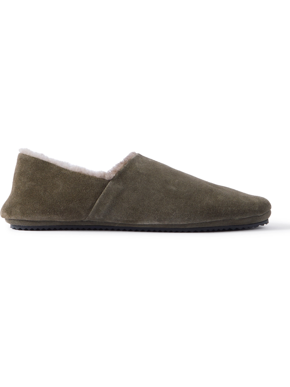 Shearling-Lined Suede Slippers