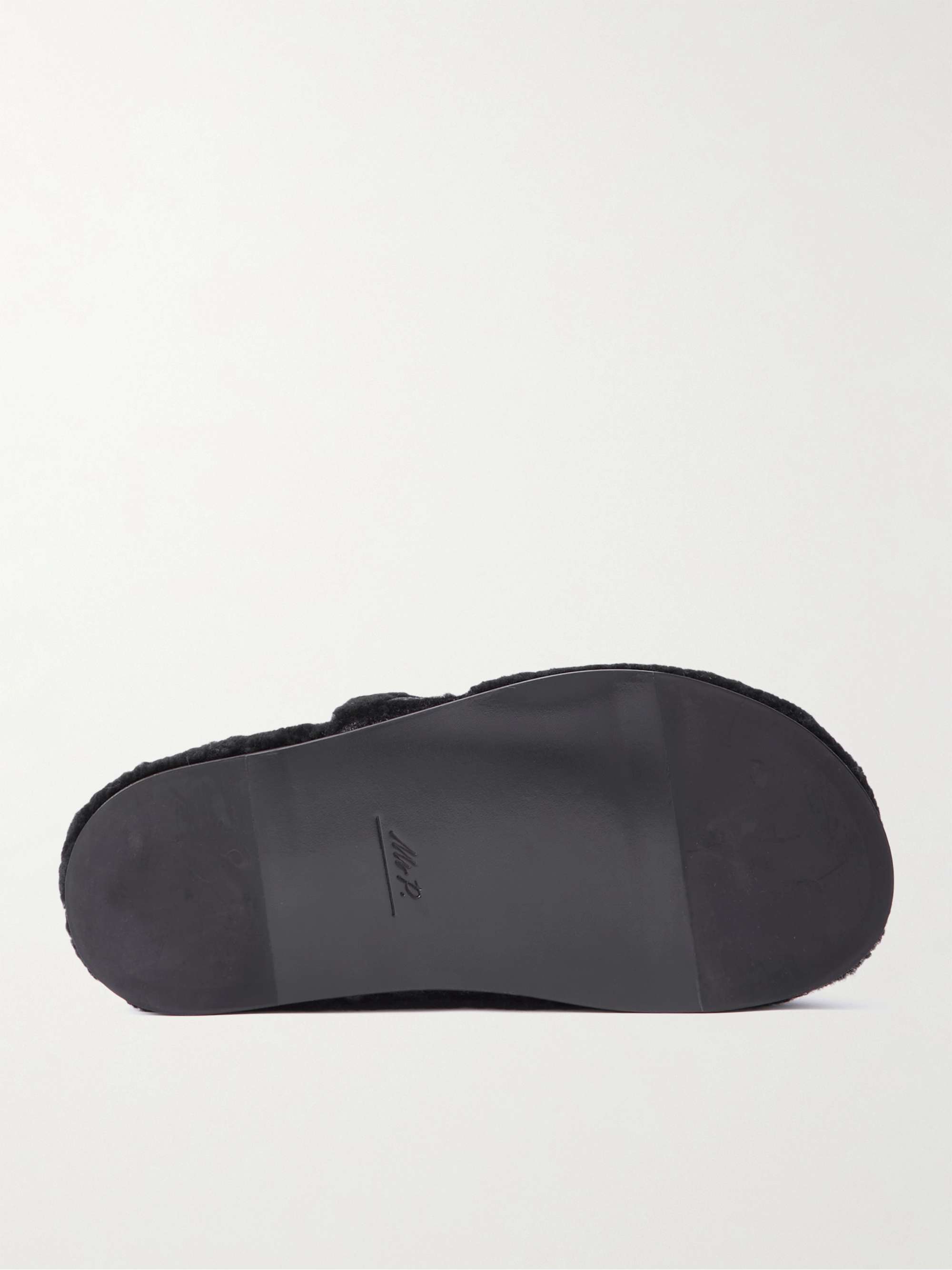 MR P. Leather-Trimmed Shearling Slippers