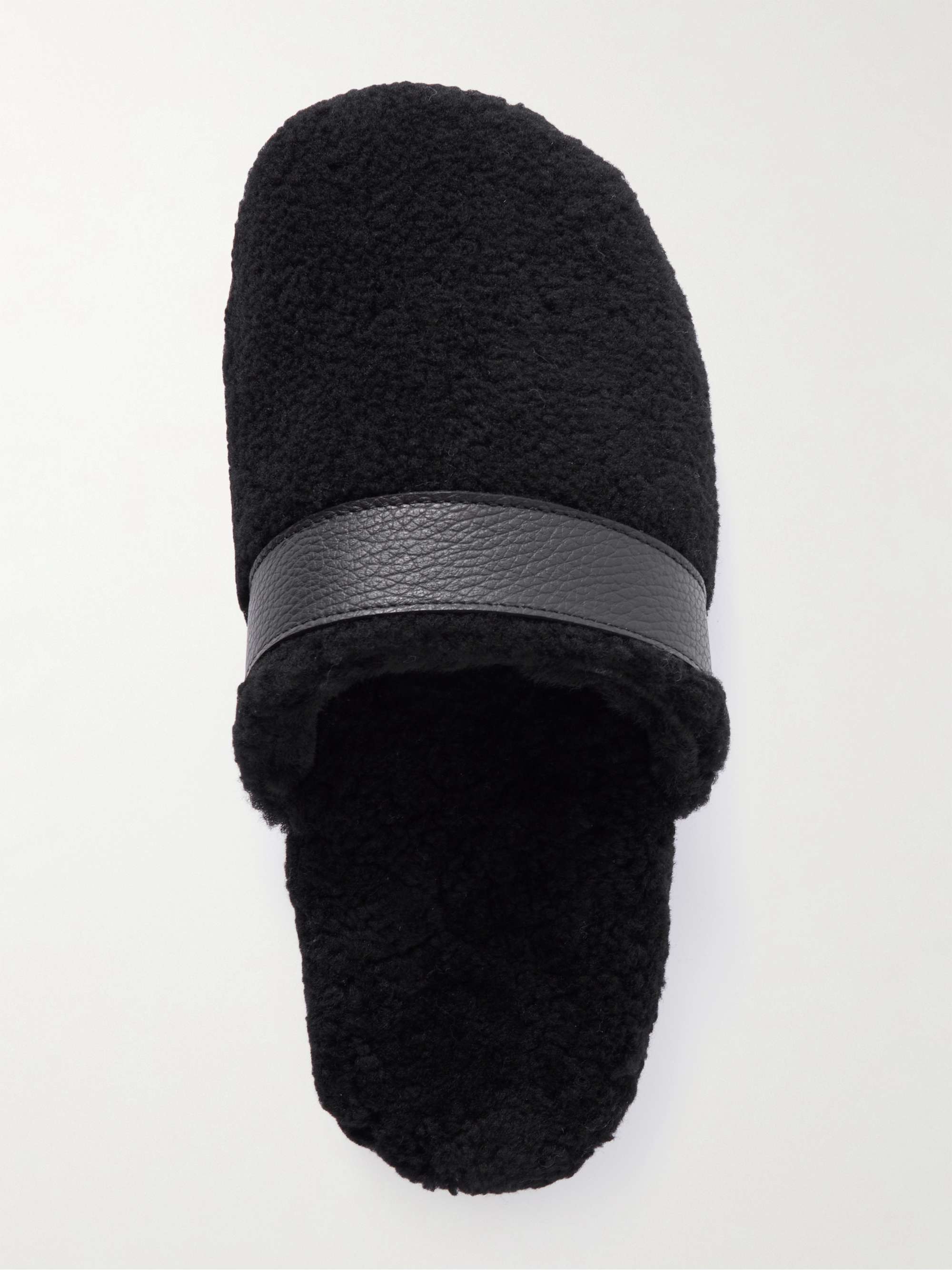 MR P. Leather-Trimmed Shearling Slippers