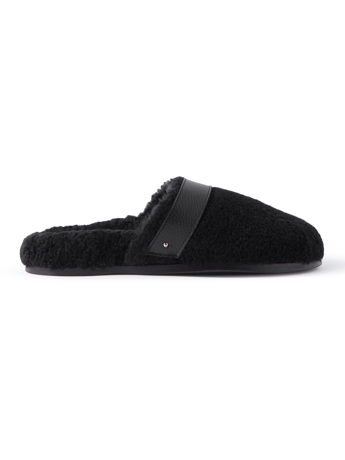 Leather-Trimmed Shearling Slippers