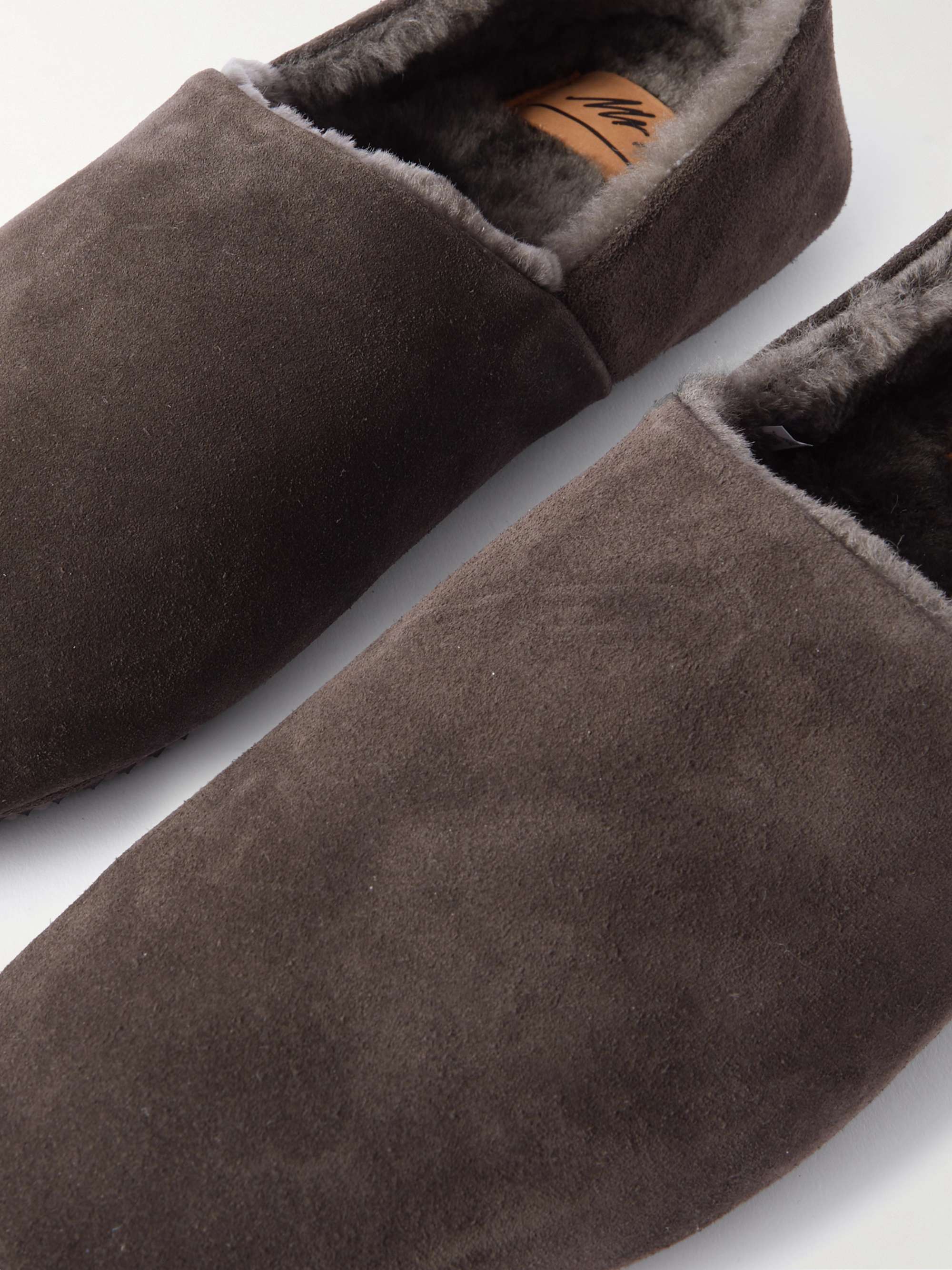 MR P. Shearling-Lined Suede Slippers