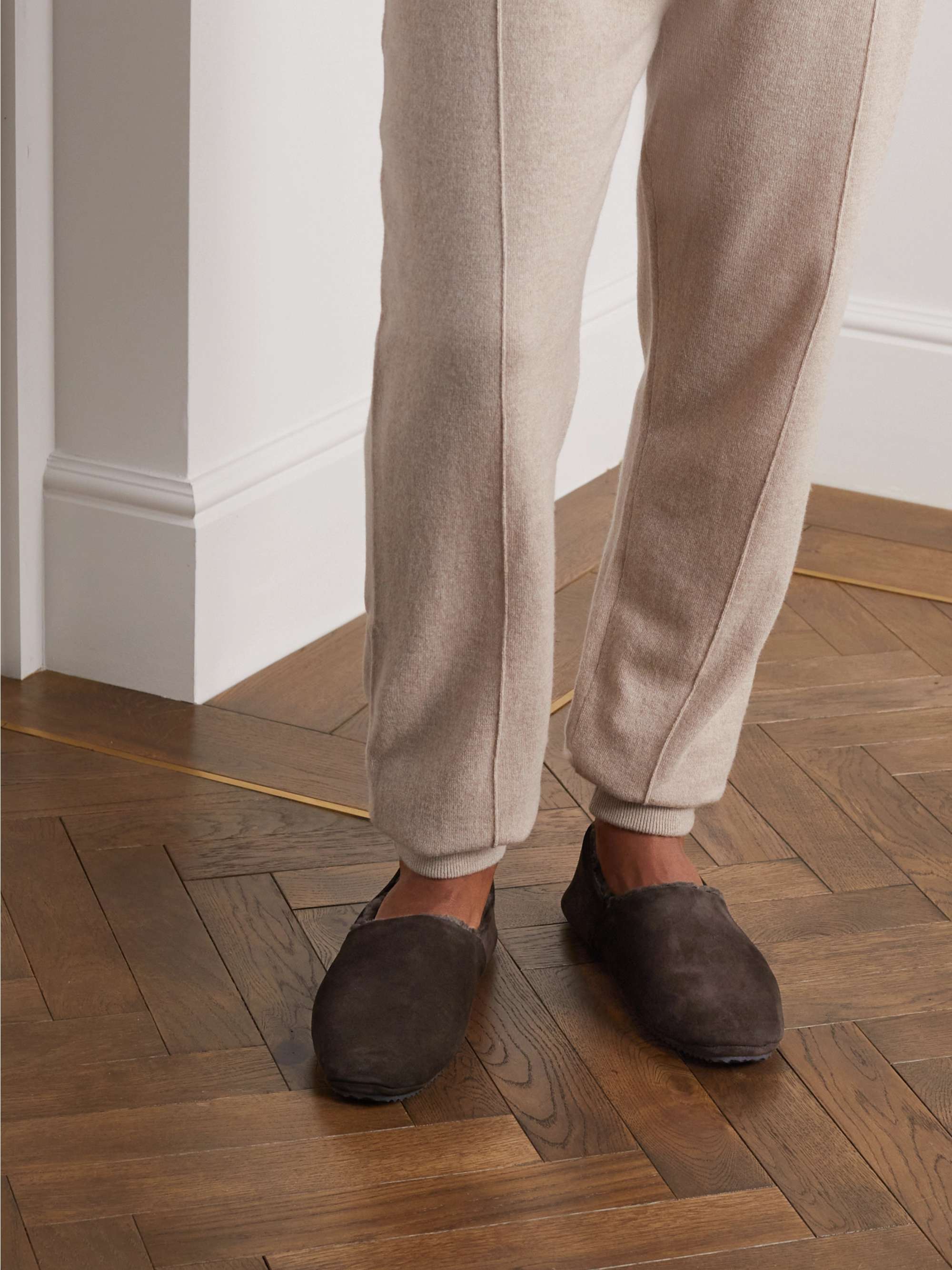 MR P. Shearling-Lined Suede Slippers