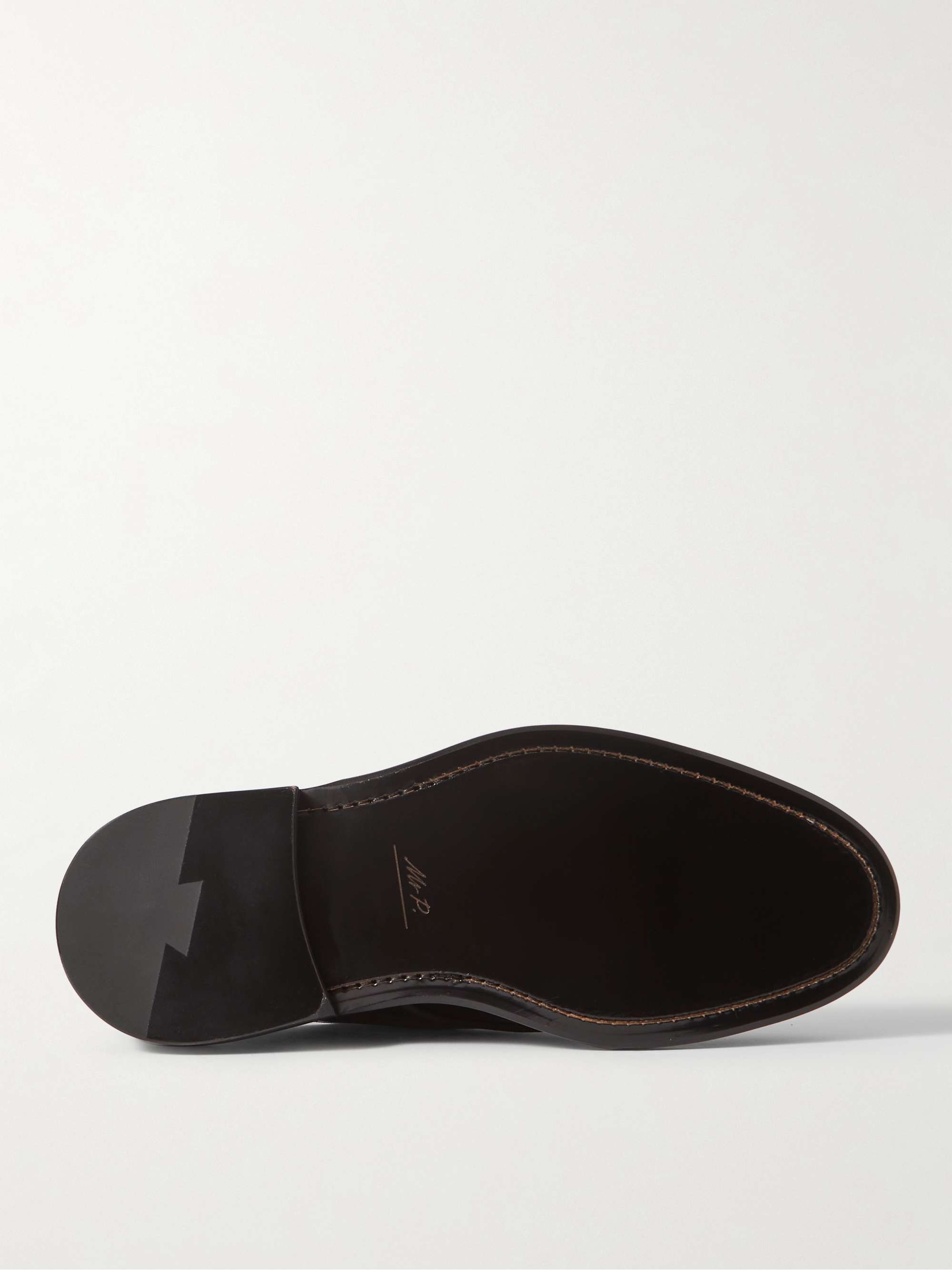 MR P. Grosgrain-Trimmed Patent-Leather Derby Shoes