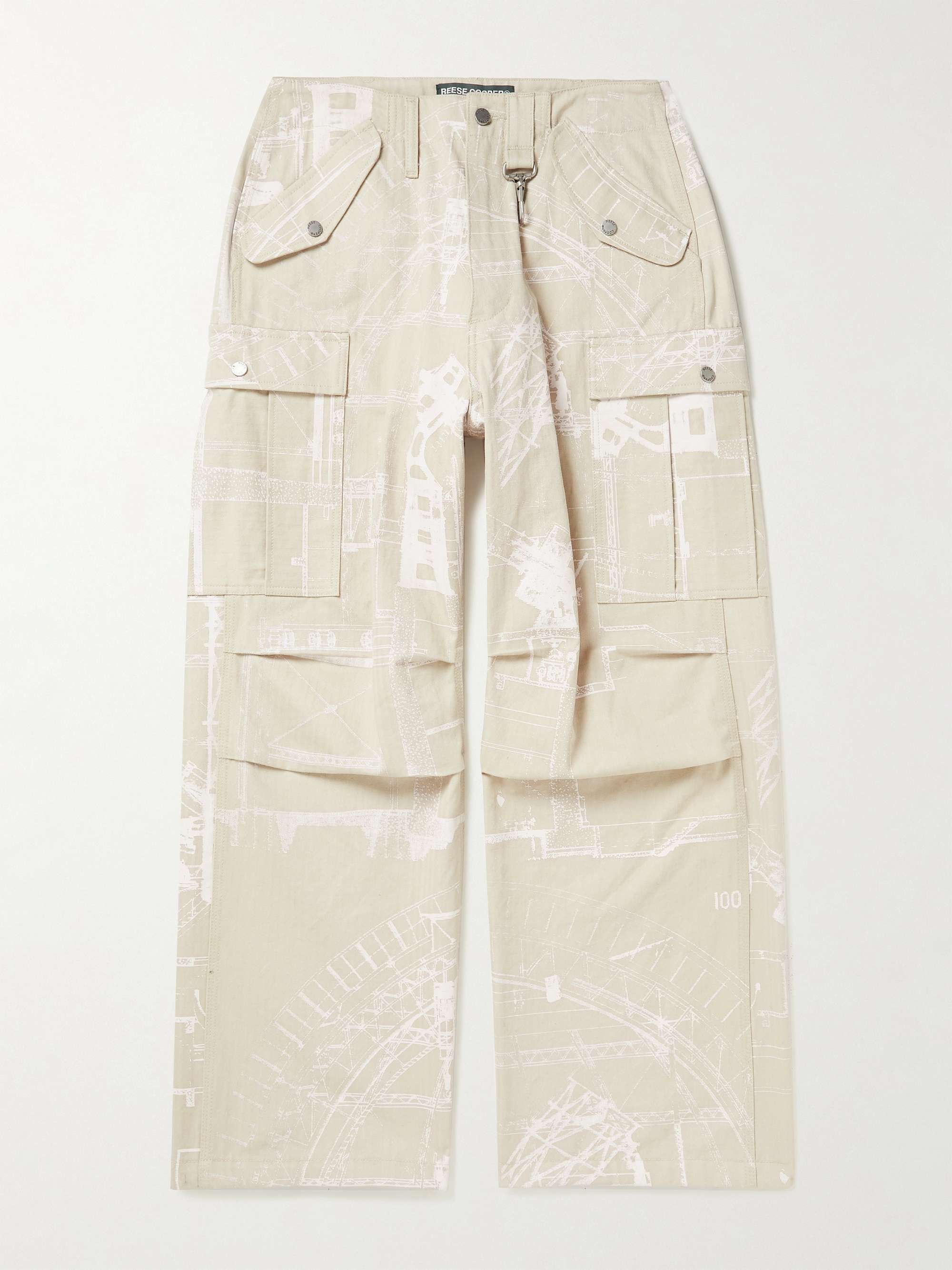 REESE COOPER® Straight-Leg Printed Herringbone Cotton-Twill Cargo Trousers