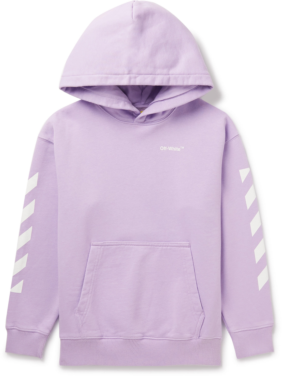 Off-white Logo-print Cotton-jersey Hoodie In Purple
