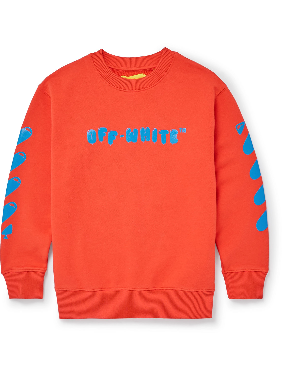 Shop Off-white Logo-print Cotton-jersey Sweatshirt In Orange