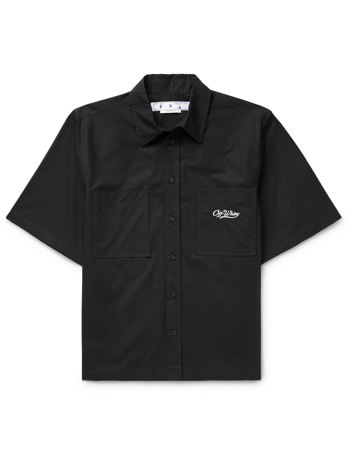 Off-white Wave Off Short Sleeve Cotton Button-up Shirt In Black