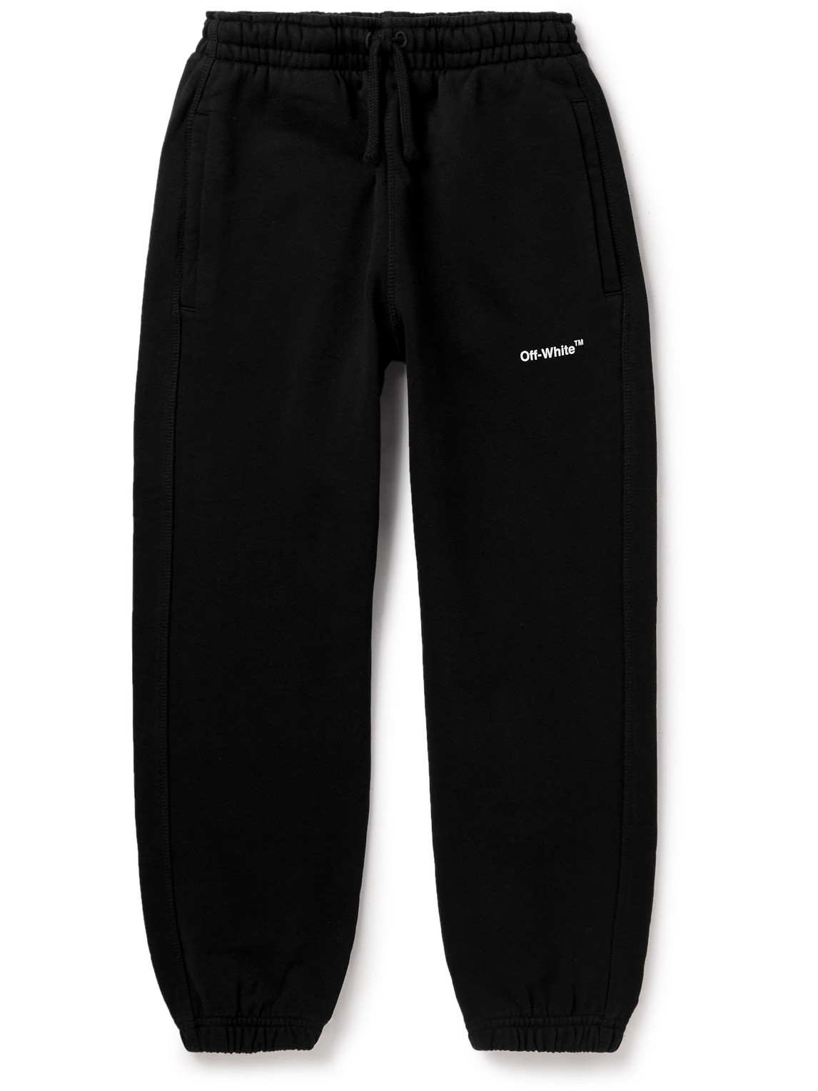 Off-white Printed French Cotton-terry Sweatpants In Black