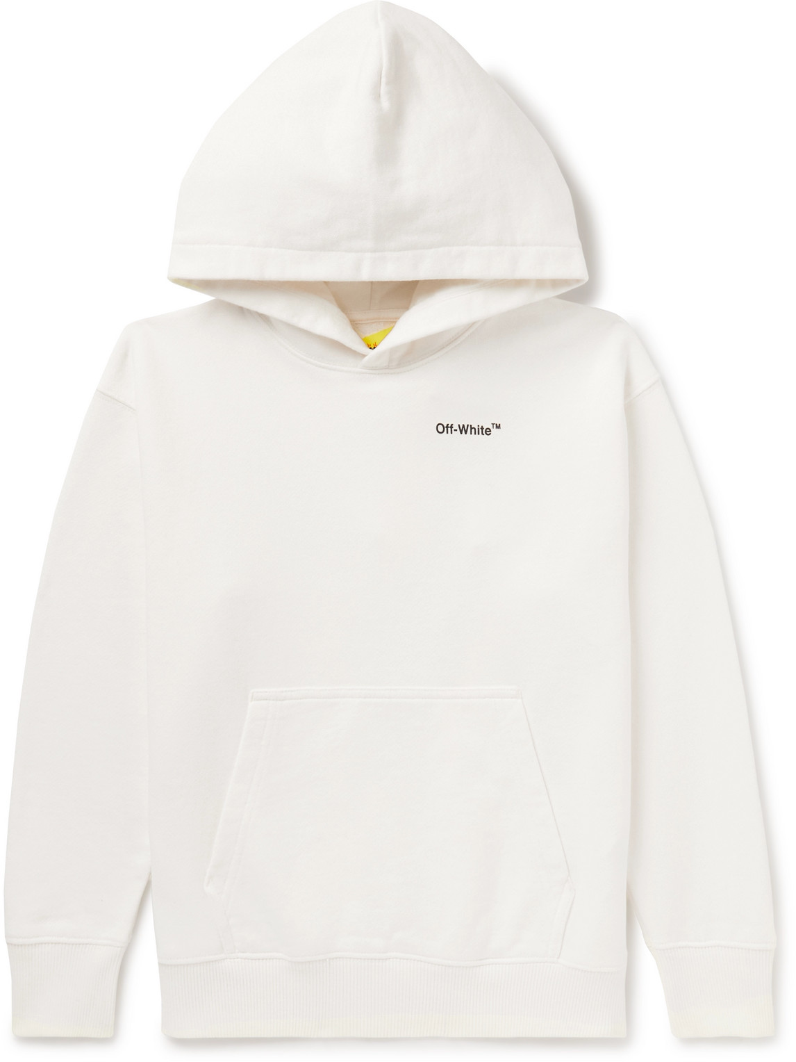 Off-white Logo-print Cotton-jersey Hoodie In Neutrals