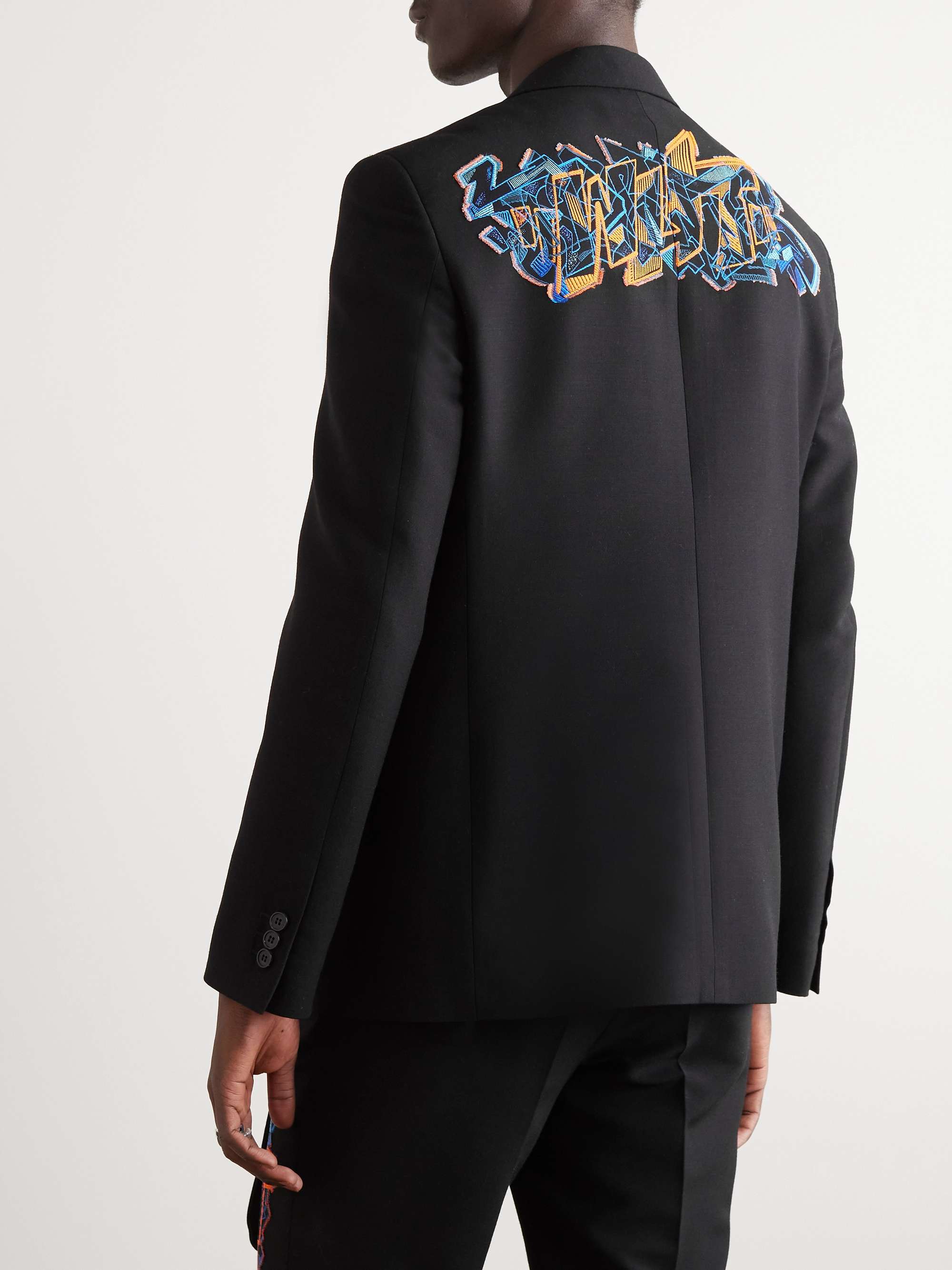OFF-WHITE Graf Coupe' Strap Rel Embroidered Wool-Blend Suit Jacket