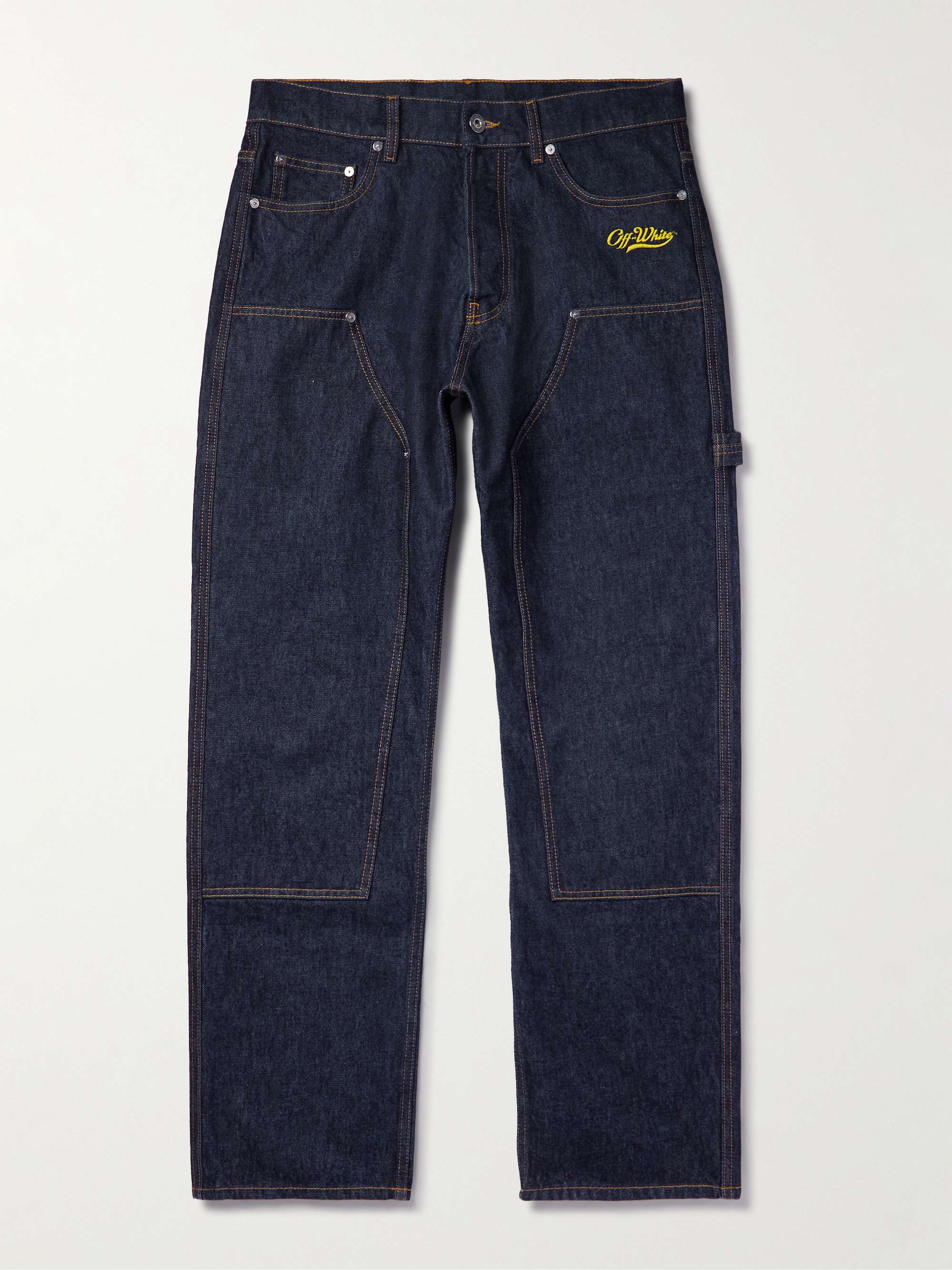 OFF-WHITE Straight-Leg Logo-Embroidered Jeans