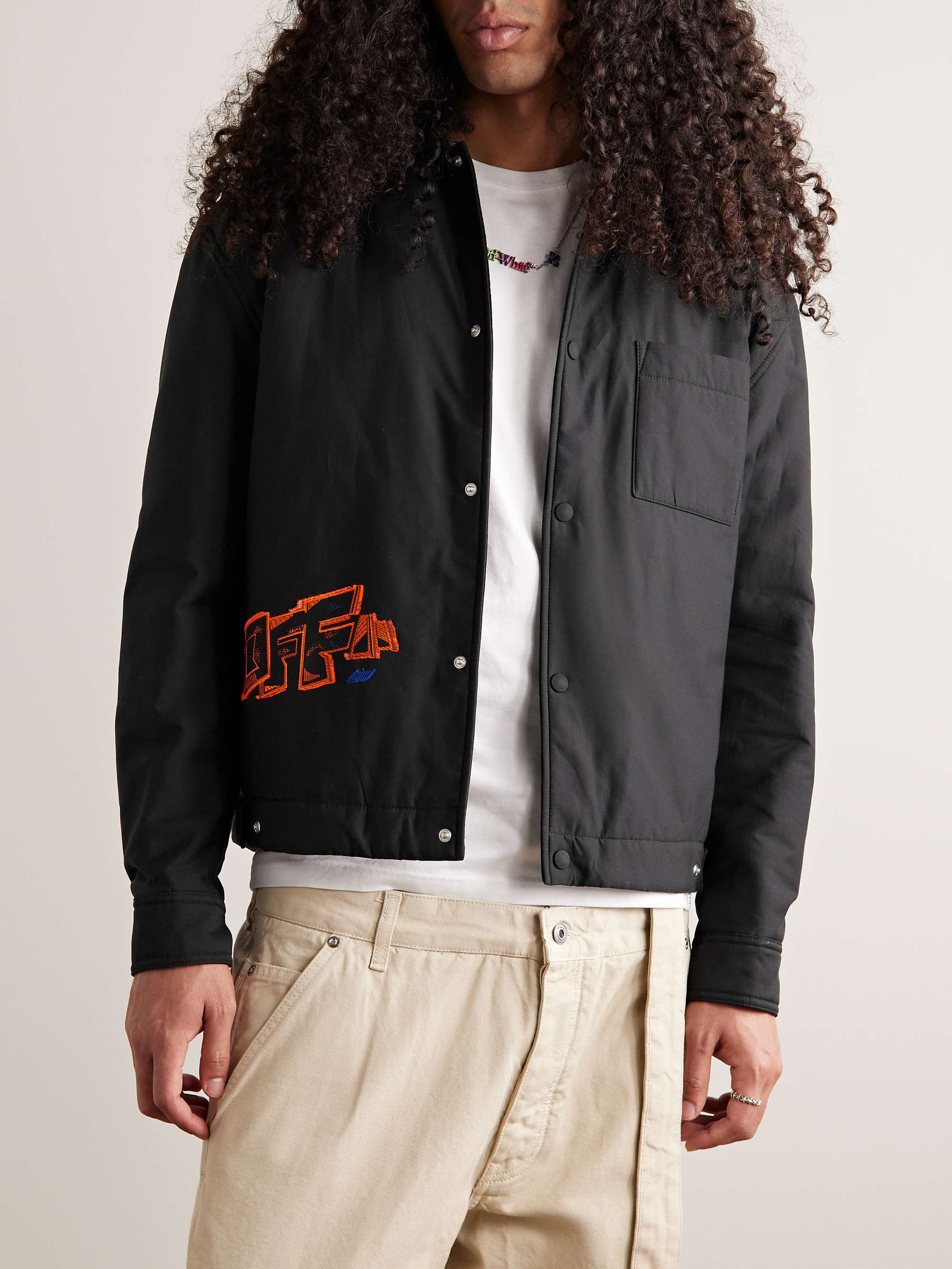 OFF-WHITE Graf Coupe' Logo-Embroidered Padded Cotton-Blend Overshirt