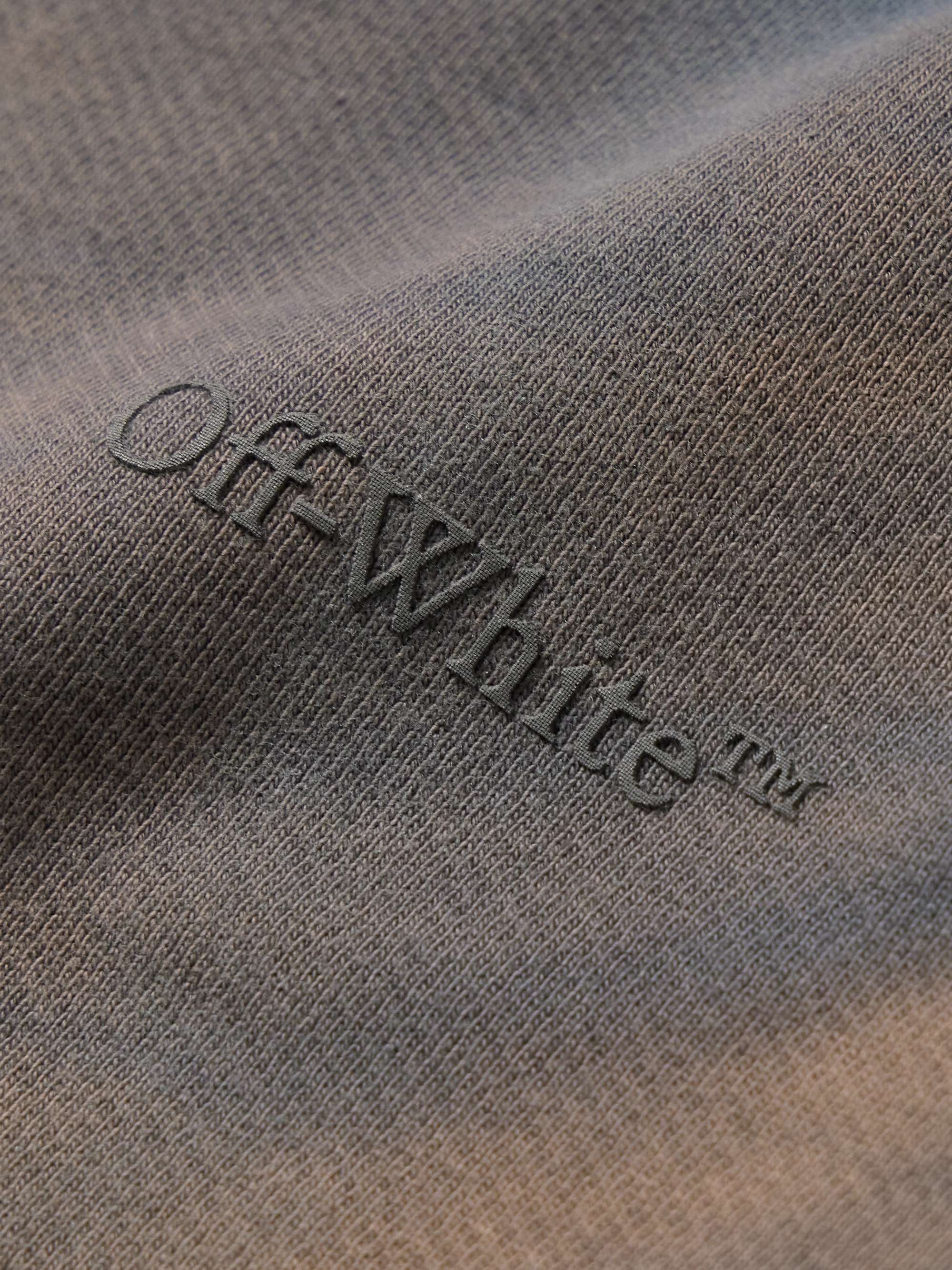 OFF-WHITE Bookish Laund Straight-Leg Logo-Appliquéd Cotton-Jersey Shorts