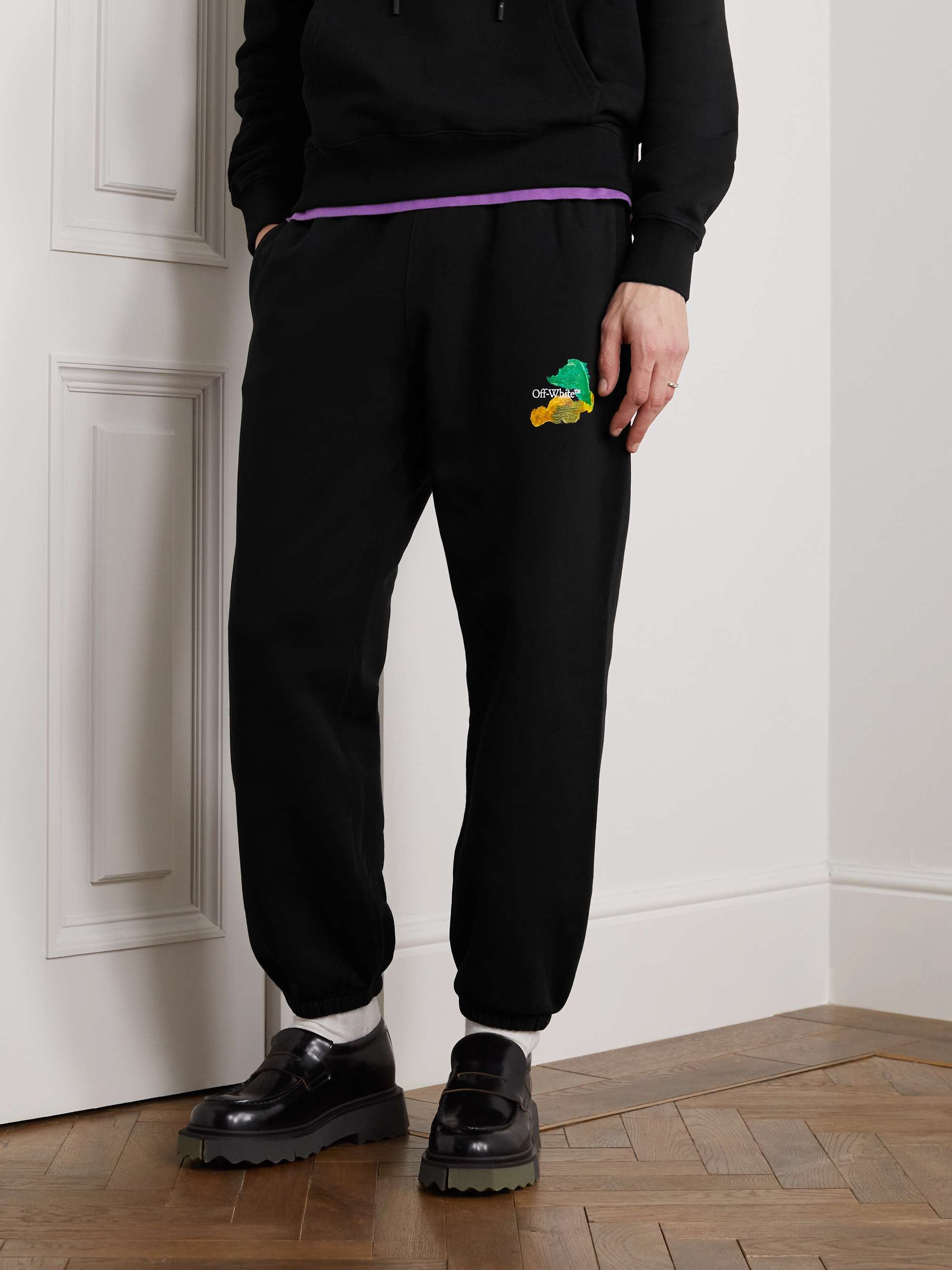 OFF-WHITE Tapered Logo-Print Cotton-Jersey Sweatpants