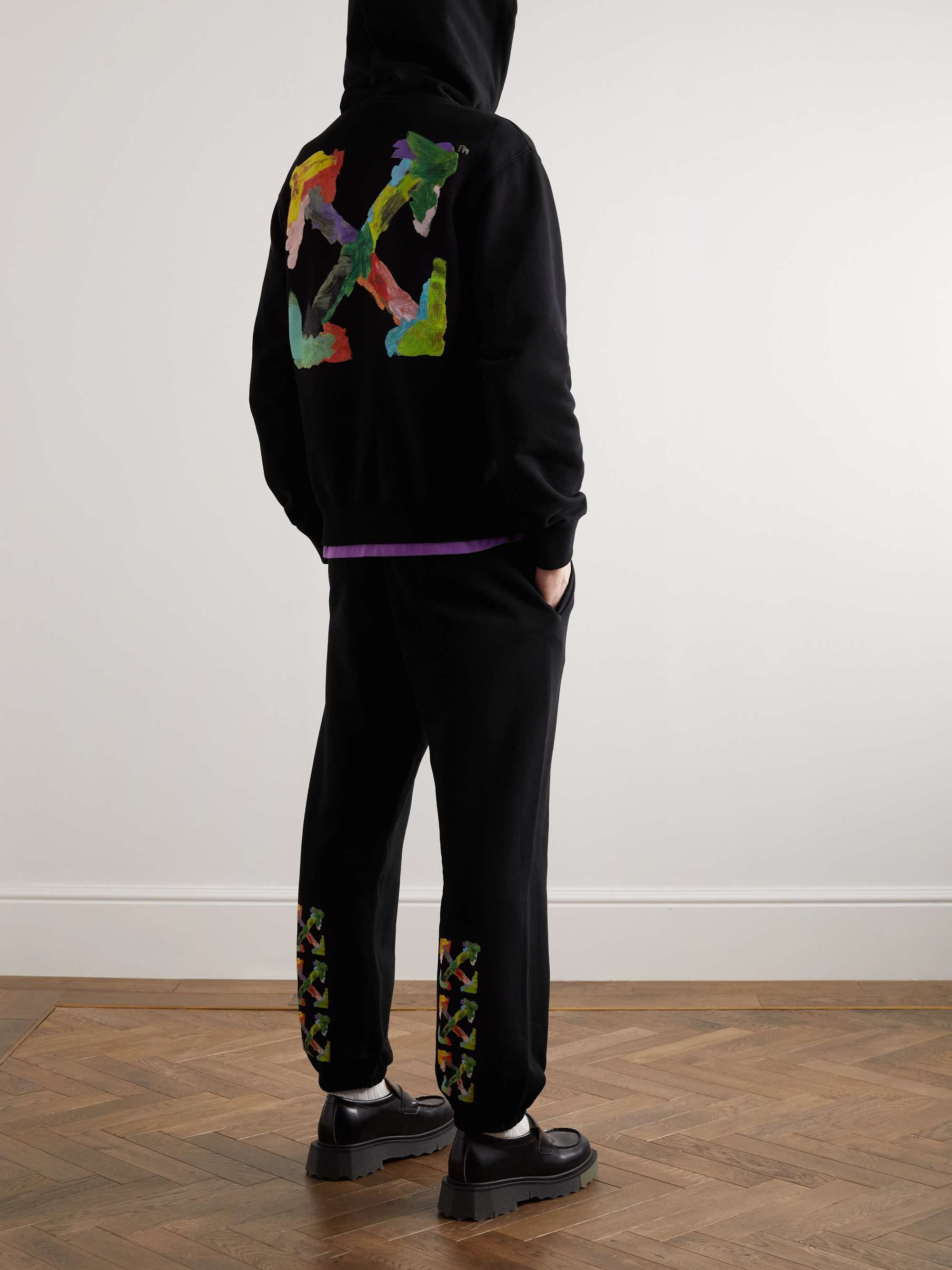 OFF-WHITE Tapered Logo-Print Cotton-Jersey Sweatpants