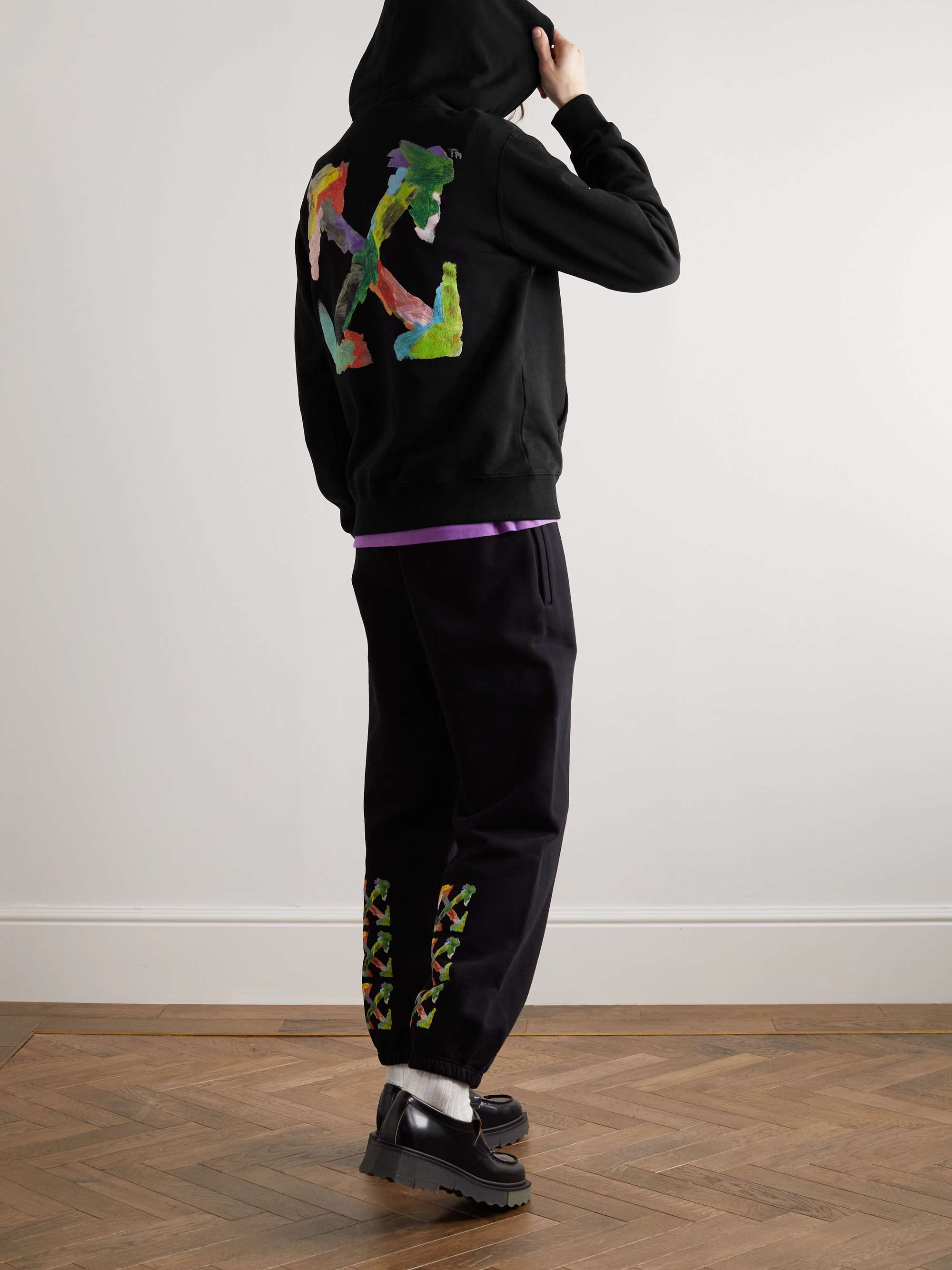 OFF-WHITE Logo-Print Cotton-Jersey Hoodie