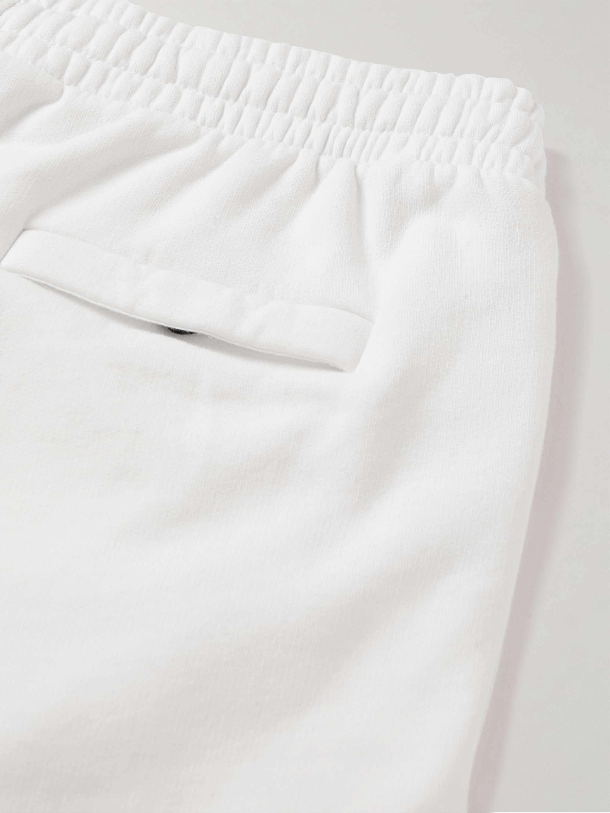 OFF-WHITE Straight-Leg Frayed Logo-Print Cotton-Jersey Shorts