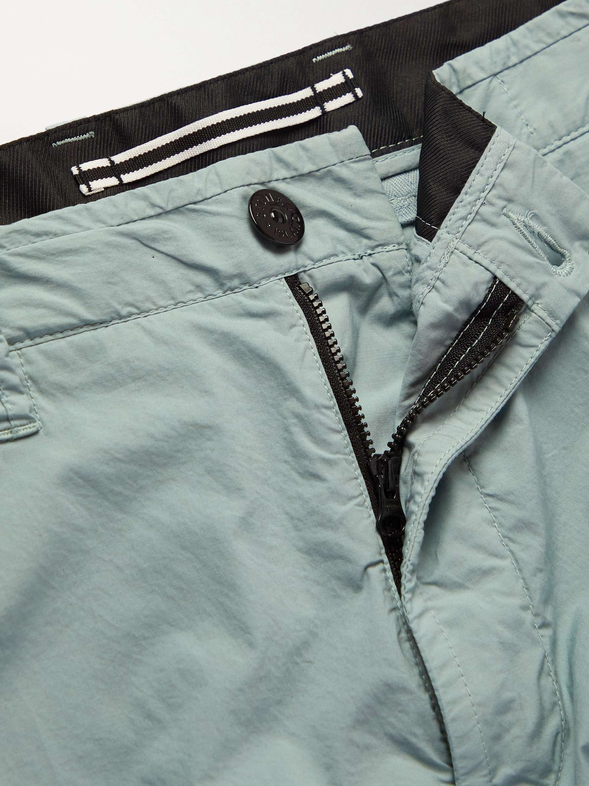 STONE ISLAND Straight-Leg Logo-Appliquéd Cotton-Blend Canvas Cargo Shorts