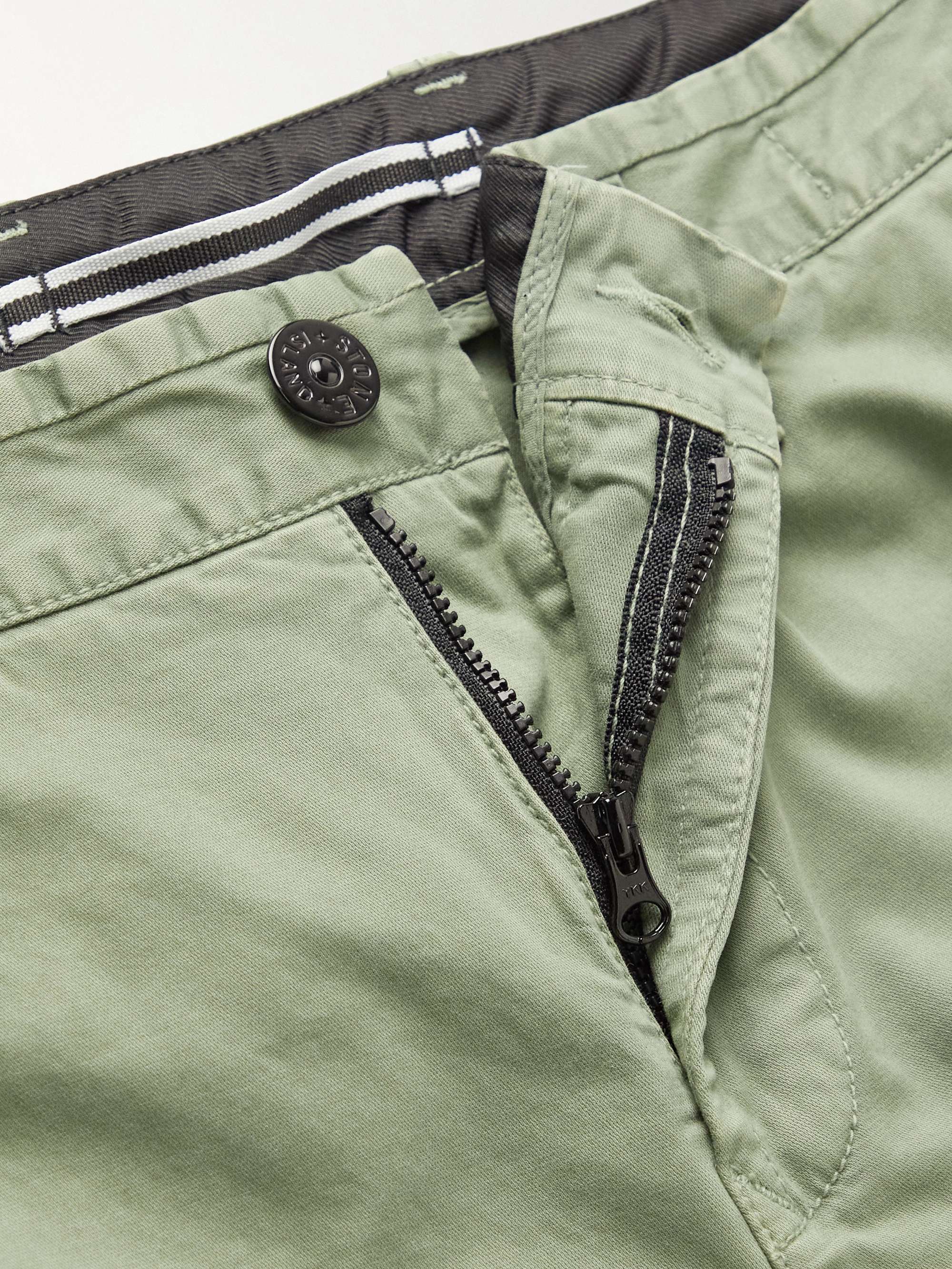 STONE ISLAND Tapered Logo-Appliquéd Cotton-Blend Twill Trousers