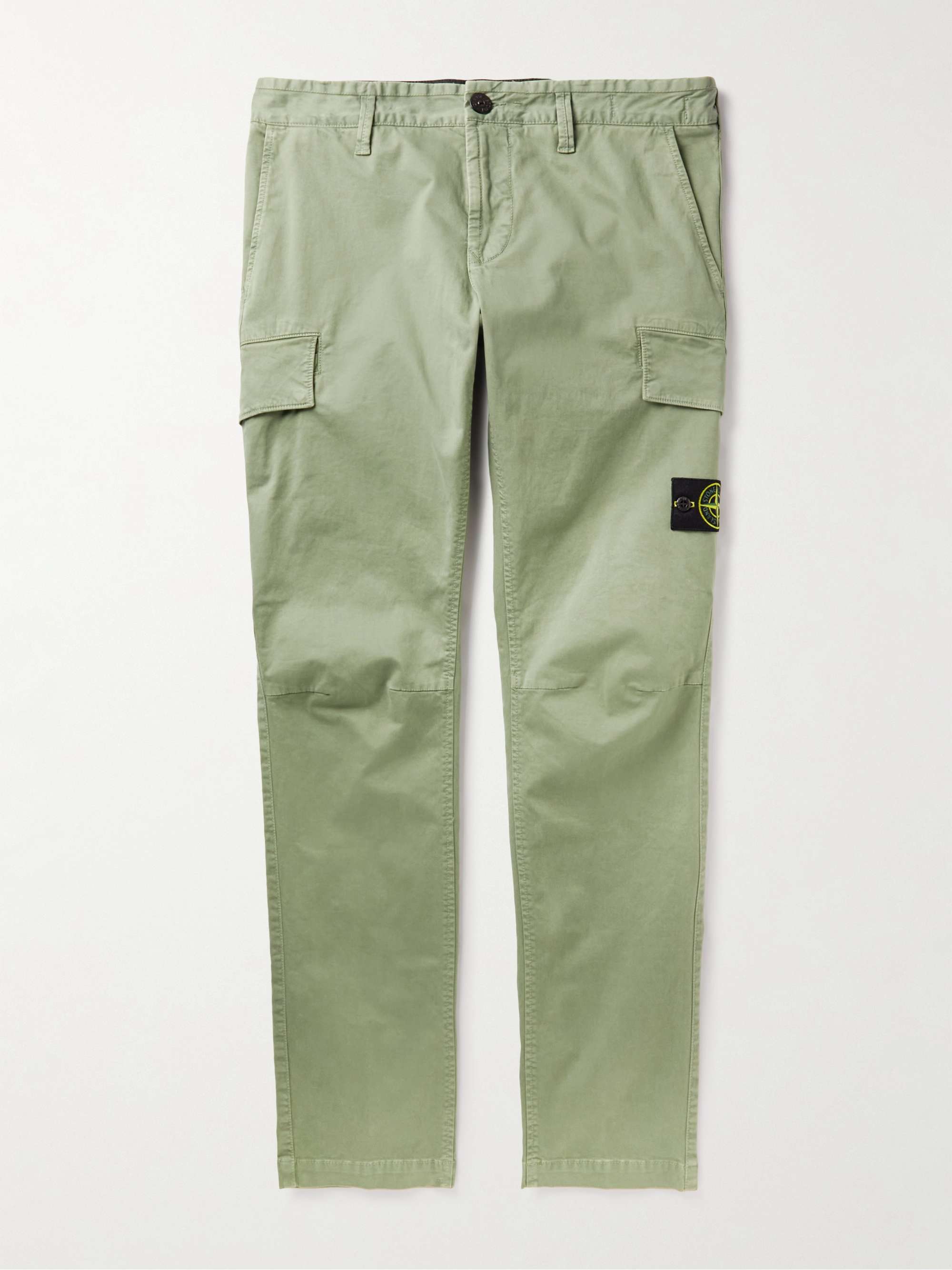 STONE ISLAND Tapered Logo-Appliquéd Cotton-Blend Twill Trousers