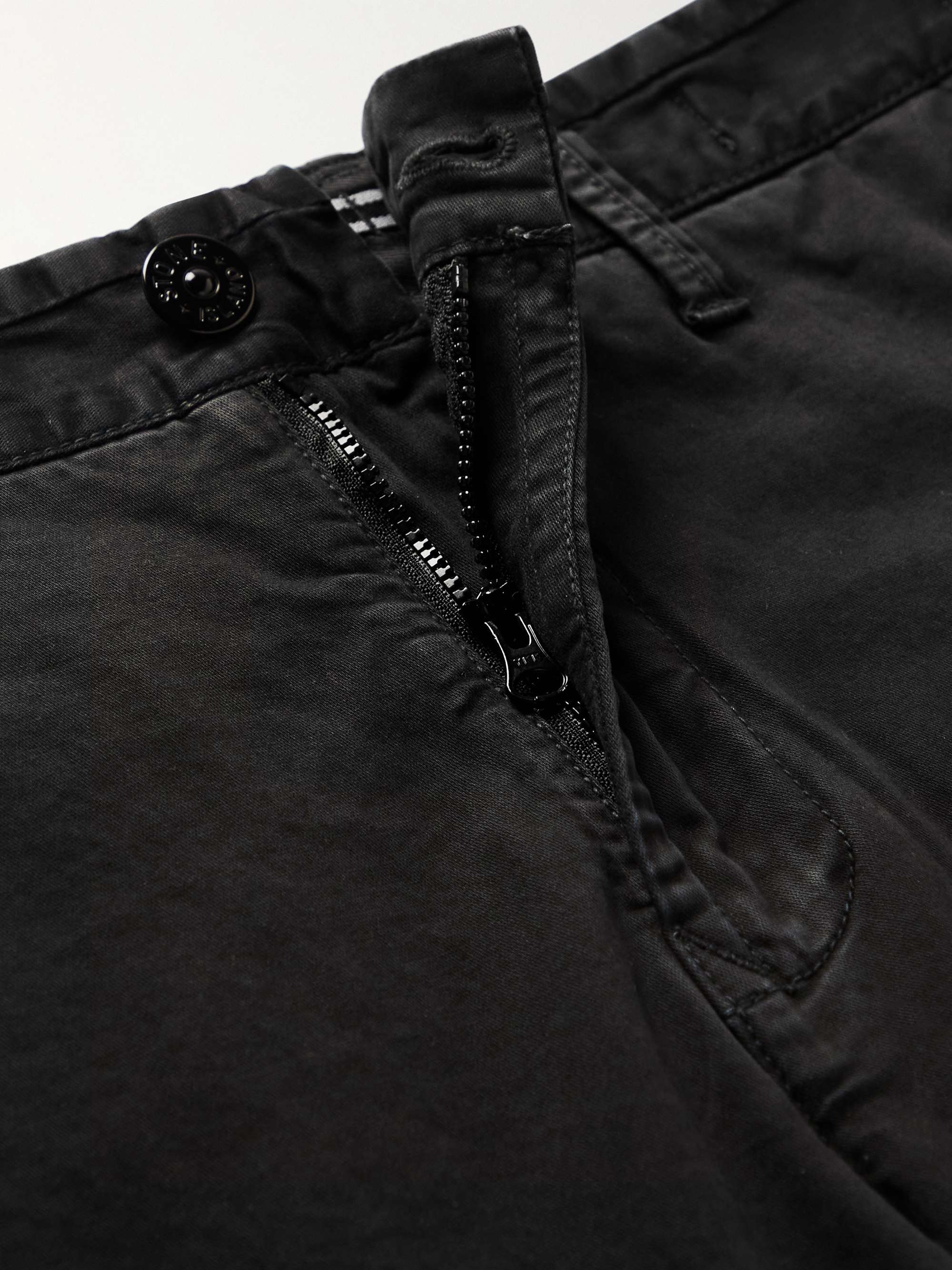 STONE ISLAND Straight-Leg Logo-Appliquéd Stretch-Cotton Shorts