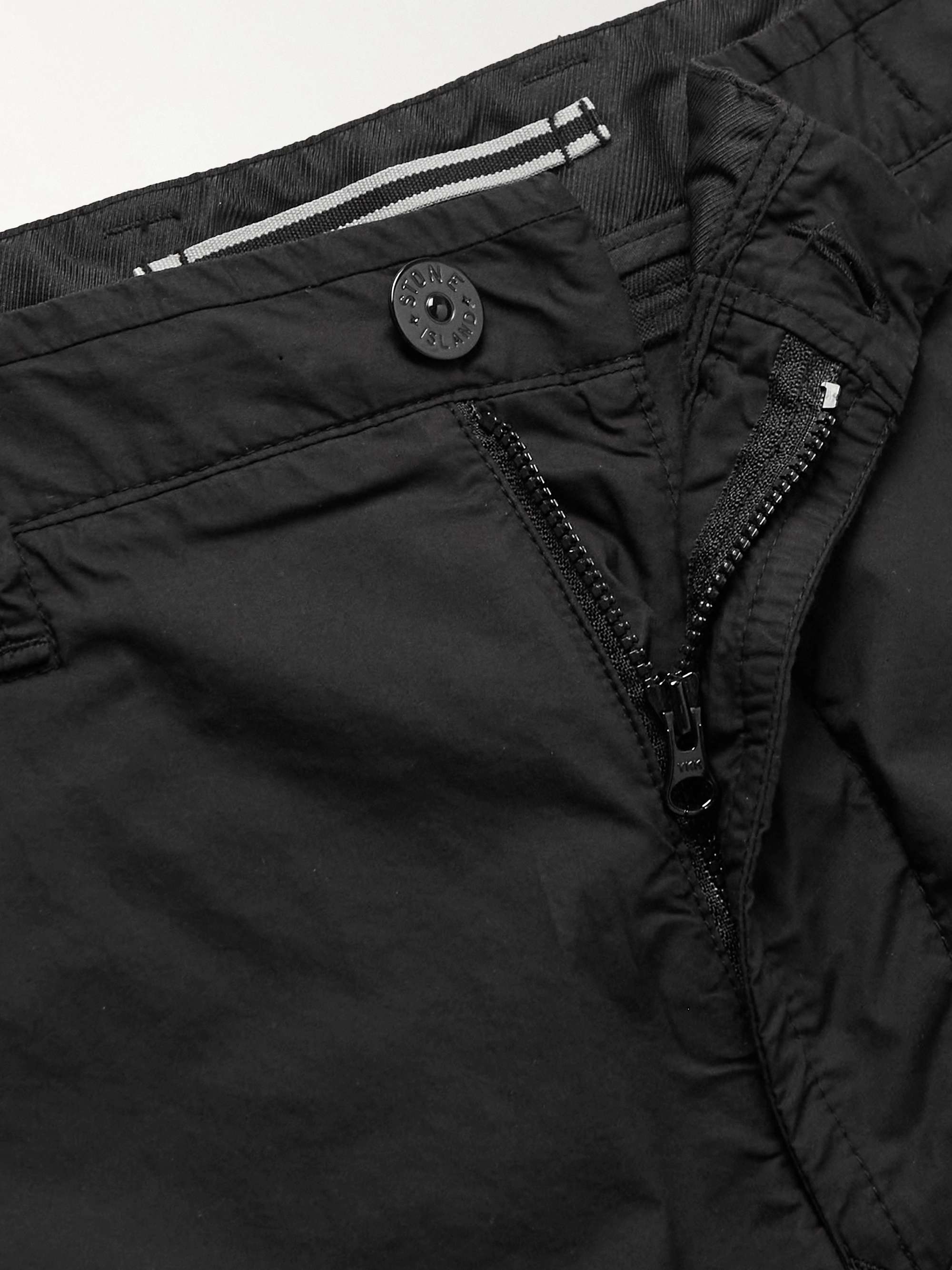 STONE ISLAND Straight-Leg Logo-Appliquéd Cotton-Blend Canvas Cargo Shorts