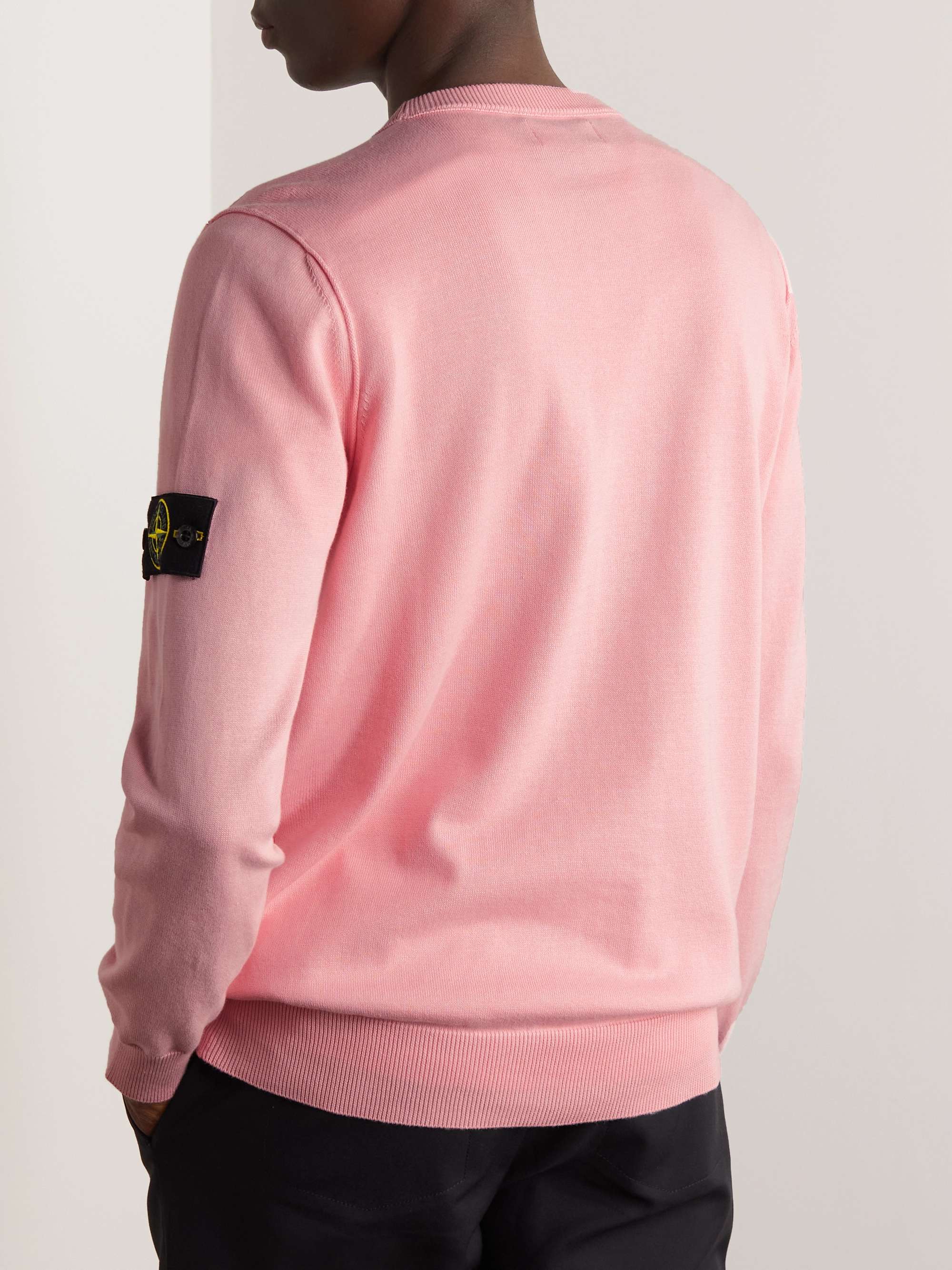 STONE ISLAND Logo-Appliquéd Cotton Sweater