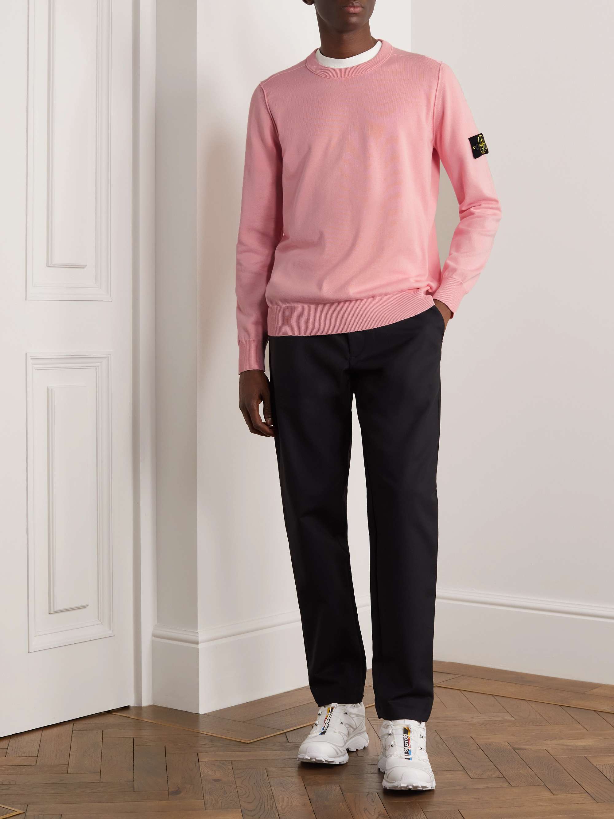 STONE ISLAND Logo-Appliquéd Cotton Sweater
