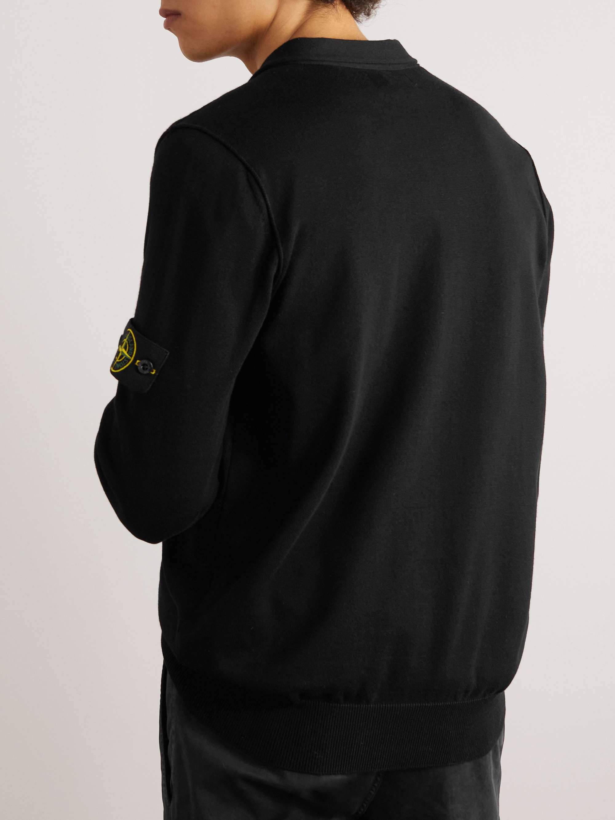 STONE ISLAND Logo-Appliquéd Cotton Half-Zip Sweater
