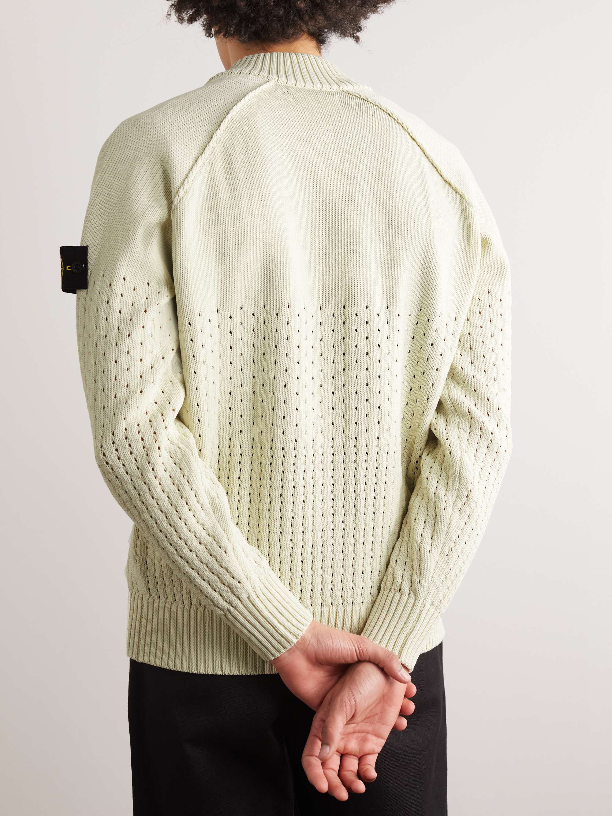 STONE ISLAND Logo-Appliquéd Knitted Zip-Up Sweater