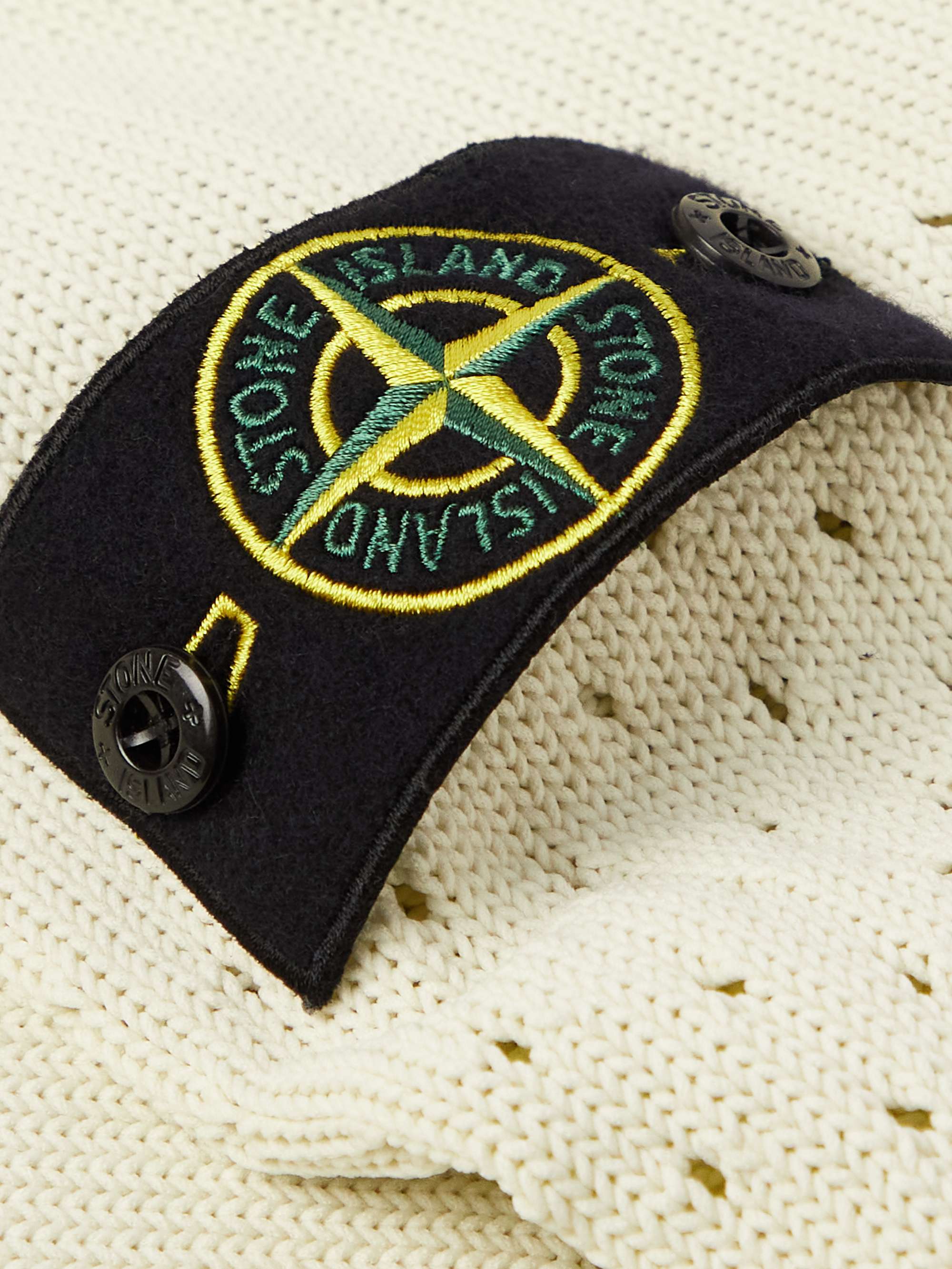 STONE ISLAND Logo-Appliquéd Knitted Zip-Up Sweater