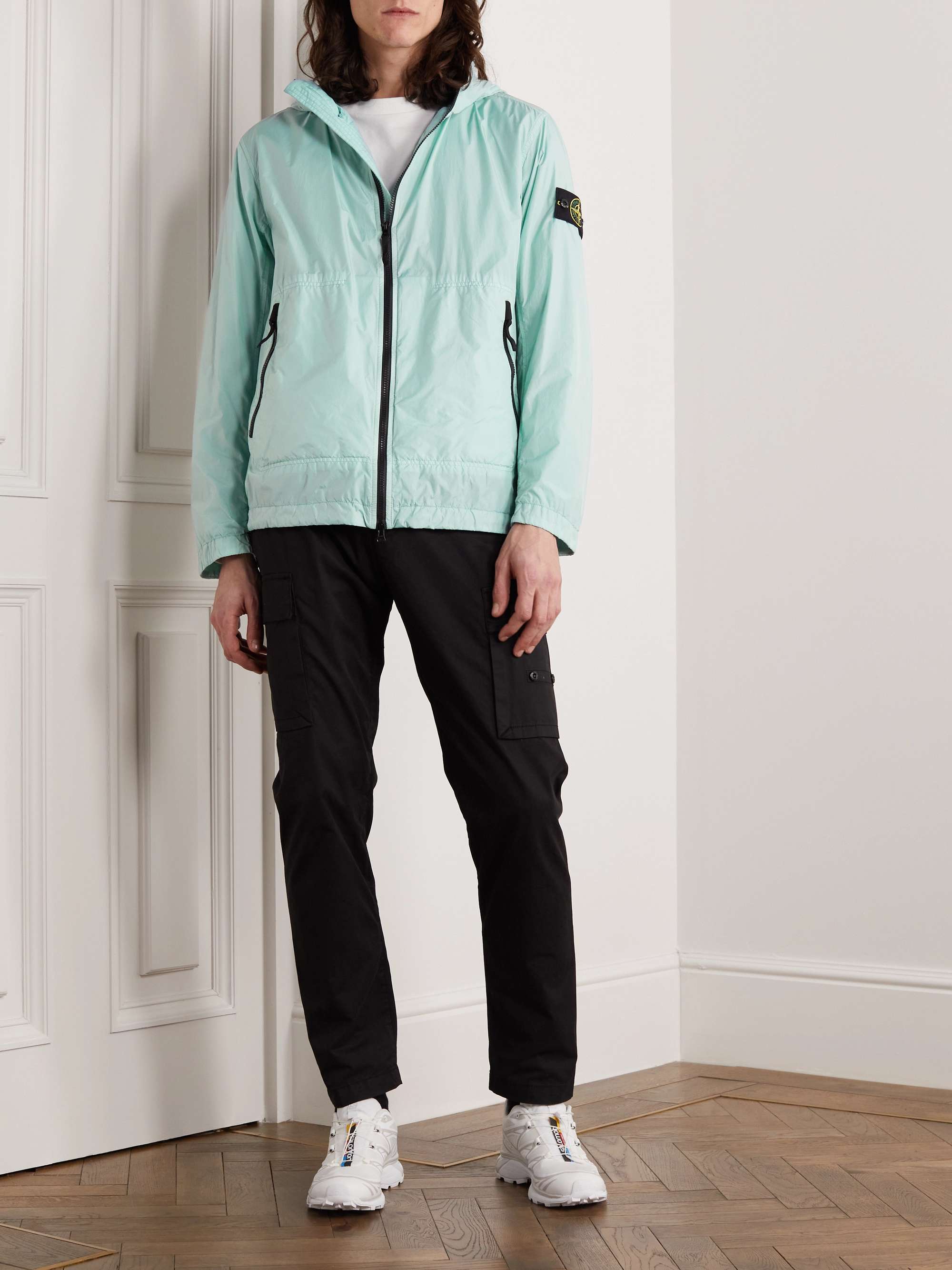 STONE ISLAND Logo-Appliquéd Crinkle Reps Nylon Hooded Jacket