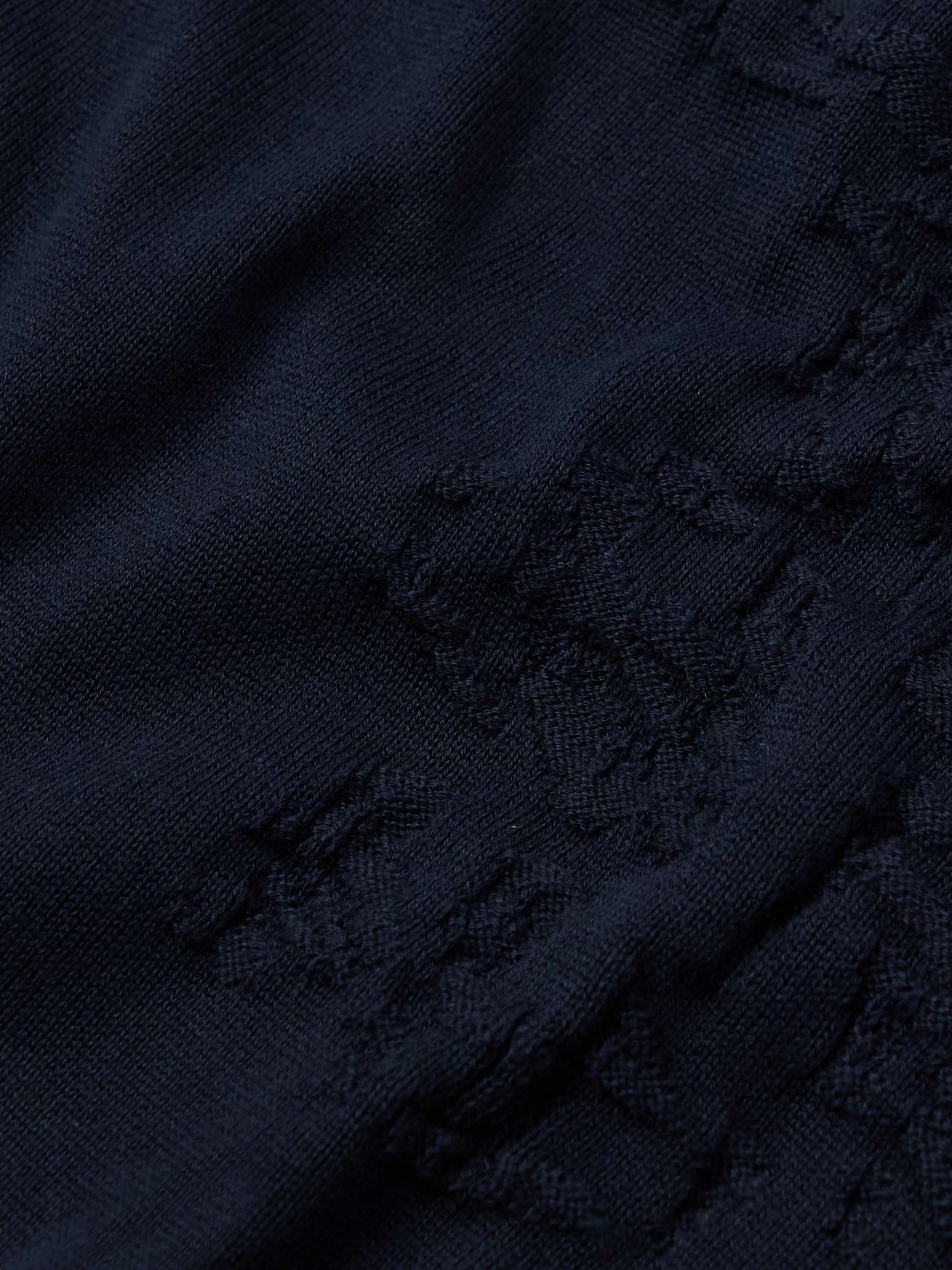 STONE ISLAND Logo-Appliquéd Textured-Cotton Sweater