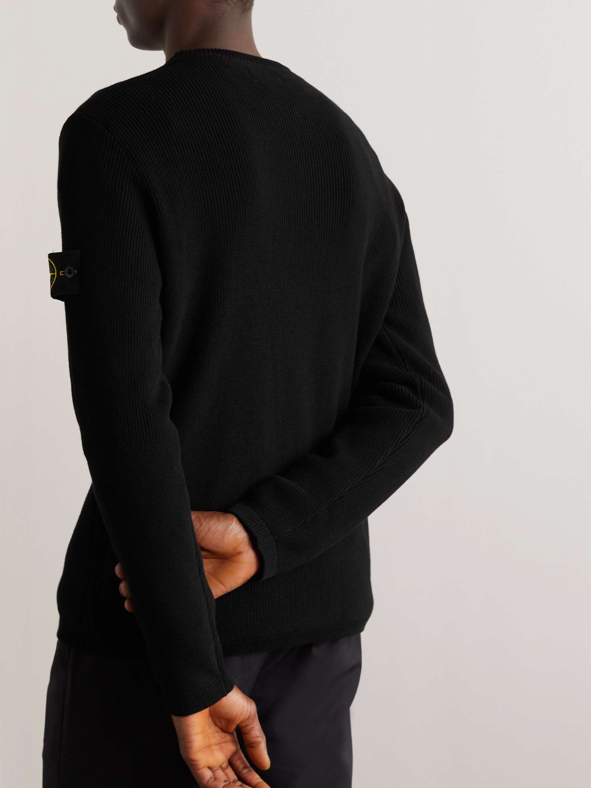 STONE ISLAND Logo-Appliquéd Cotton Sweater
