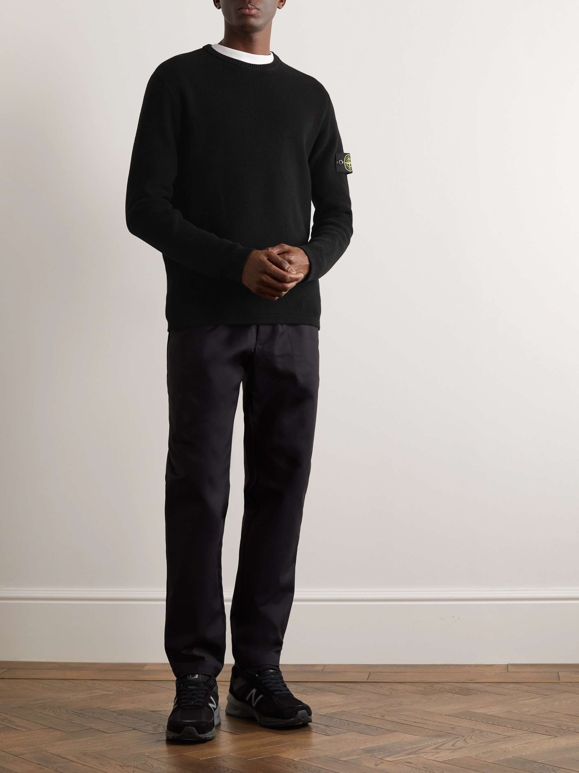 STONE ISLAND Logo-Appliquéd Cotton Sweater